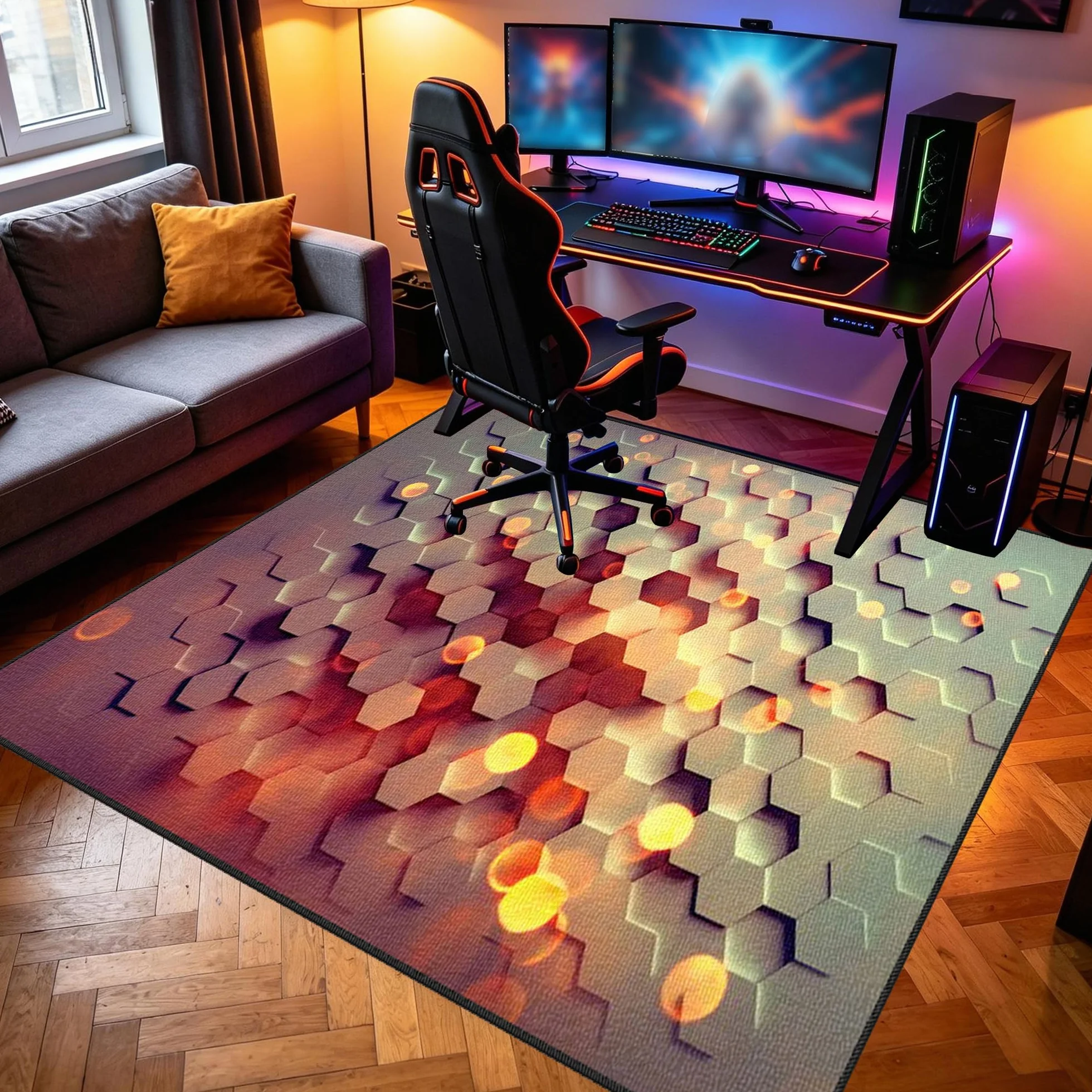Dywanik dla graczy, antypoślizgowa wycieraczka, 80 x 130 cm, mata ochronna na podłogę, do pokoju gamingowego, do obszaru zabaw, podkładka pod krzesło komputerowe, podkładka pod krzesło