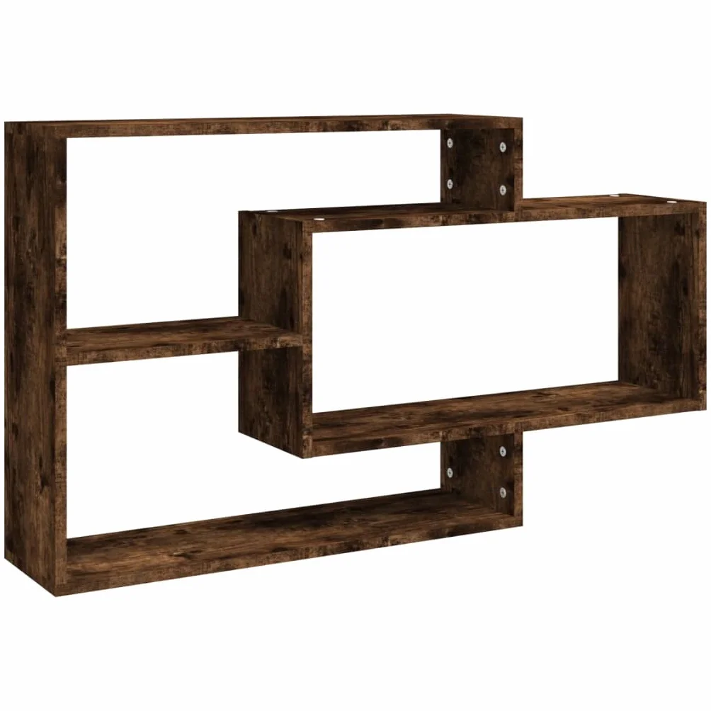 Regał ścienny, dąb wędzony, 104 x 20 x 58,5 cm, materiał drewnopochodny, nowoczesny regał wiszący z 3 półkami, stabilny montaż na ścianie do książek, dekoracji, salonu, sypialni