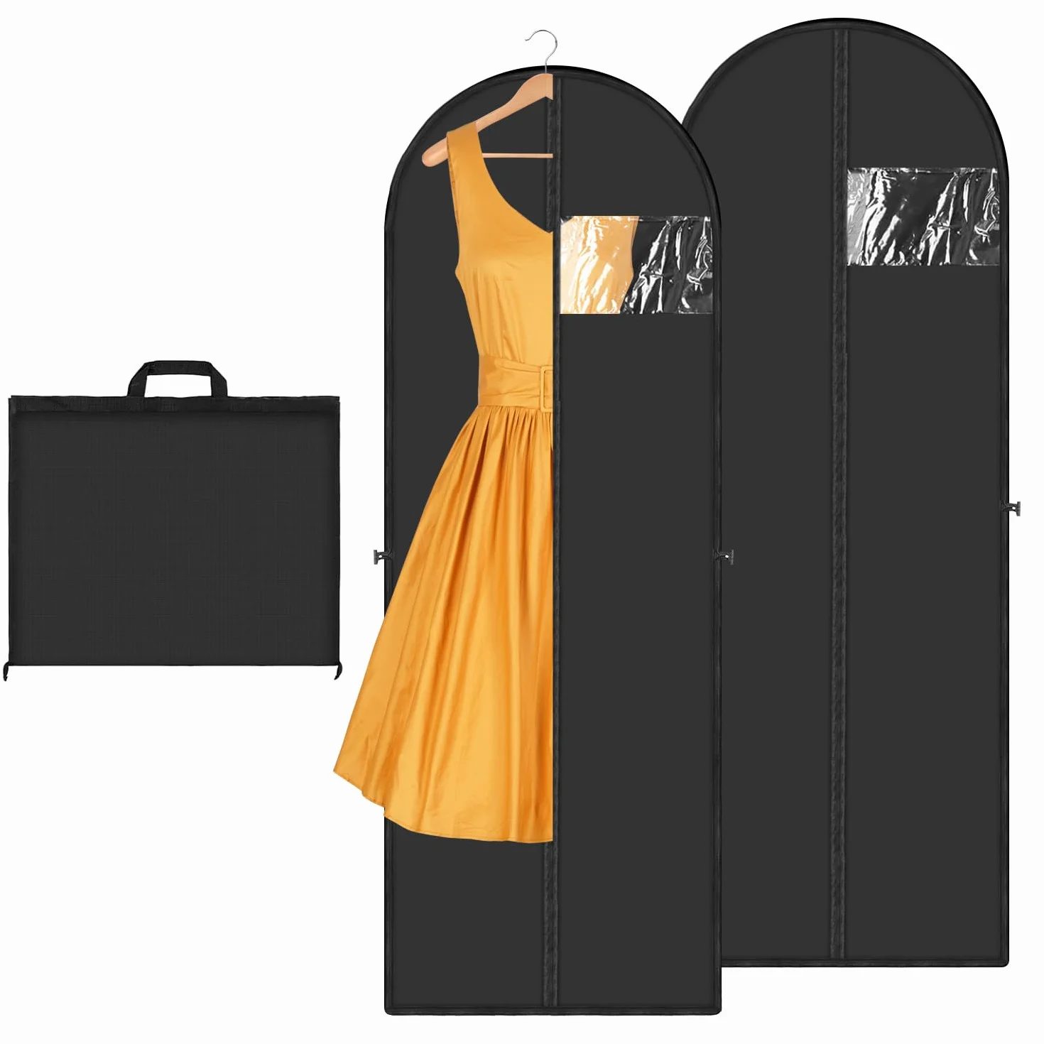 2 x torba na suknię ślubną, 180 x 60 cm, odporne na kurz, pokrowce na ubrania, długie torby na sukienki, z uchwytem, wodoodporne pokrowce na garnitury