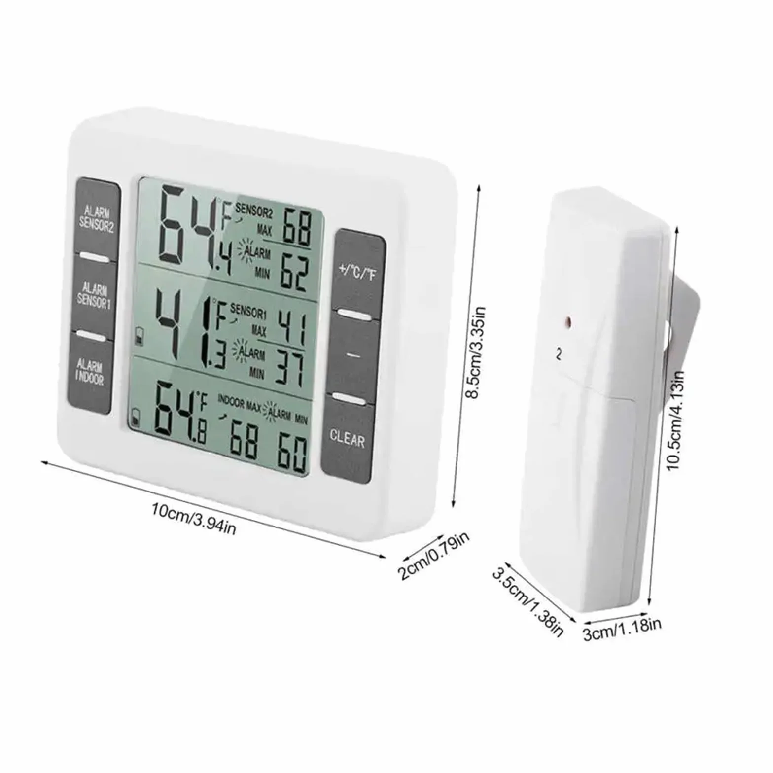 1 PC bezprzewodowy cyfrowy termometr do lodówki bezprzewodowy termometr z 2 czujnikami min/wyświetlacz alarm dźwiękowy termometr