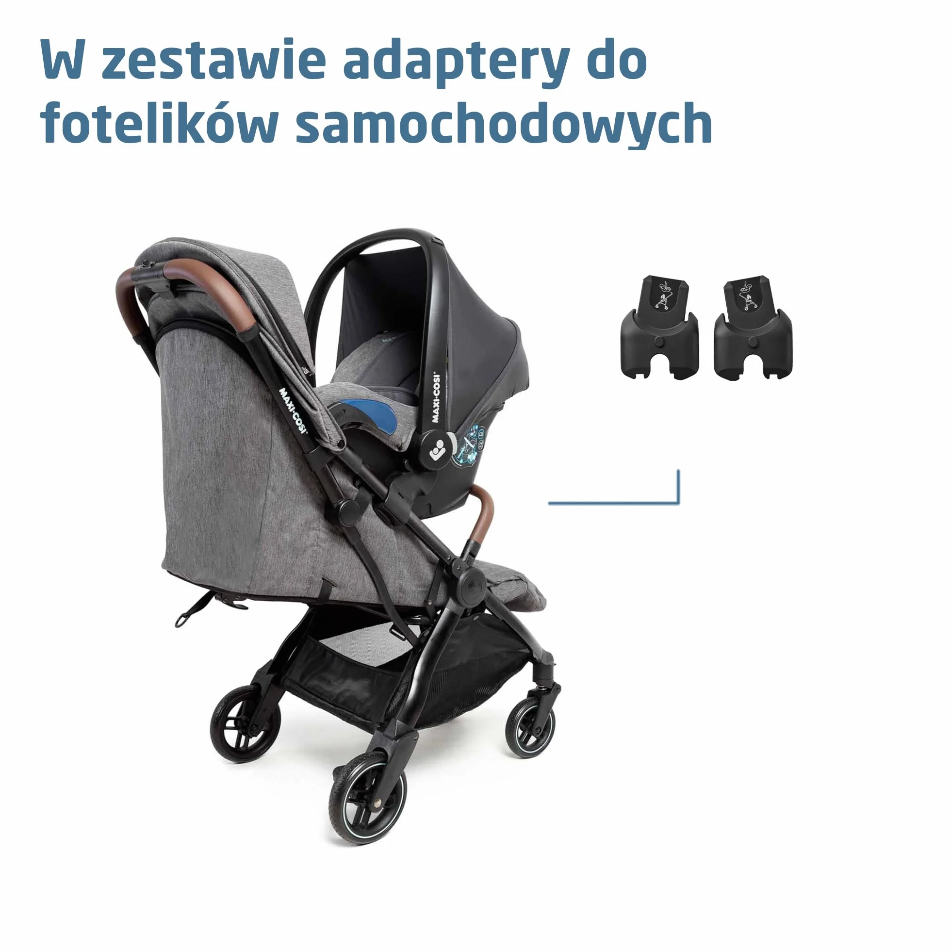 Maxi-Cosi Eva3 Wózek, 0-4 Lat, 0-22 Kg, Lekki i Kompaktowy Wózek dla Niemowląt, Rozkładanie do Pozycji Leżącej, 3 Ustawienia Odchylenia, Automatyczne Rozkładanie, Pasek, Select Grey