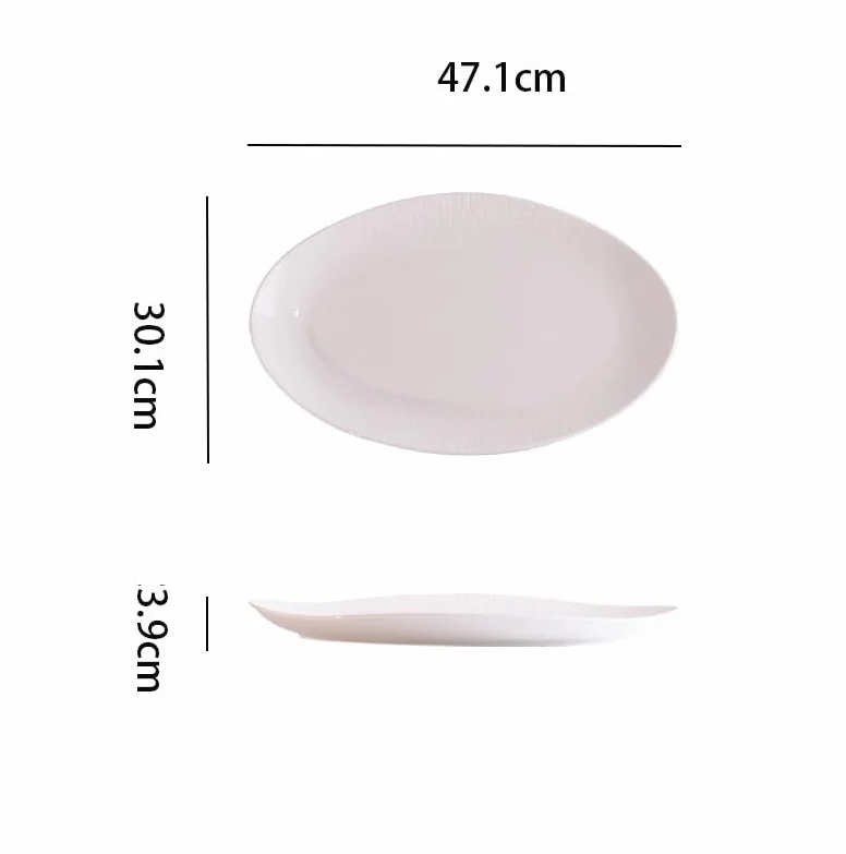 Talerze do serwowania czyste białe ceramiczne gotowane na parze talerz rybny duży owalny, do grillowanych warzyw Zestaw do serwowania (Xl)
