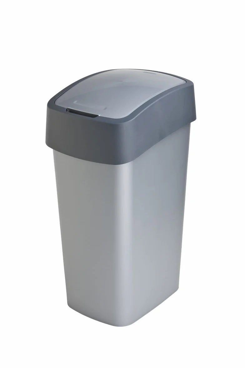CURVER Kosz na śmieci "FLIP BIN" 50 l Pacific Flip Bin 50 l, plastik, srebrny/grafitowy, 29,4 x 37,6 x 65,3