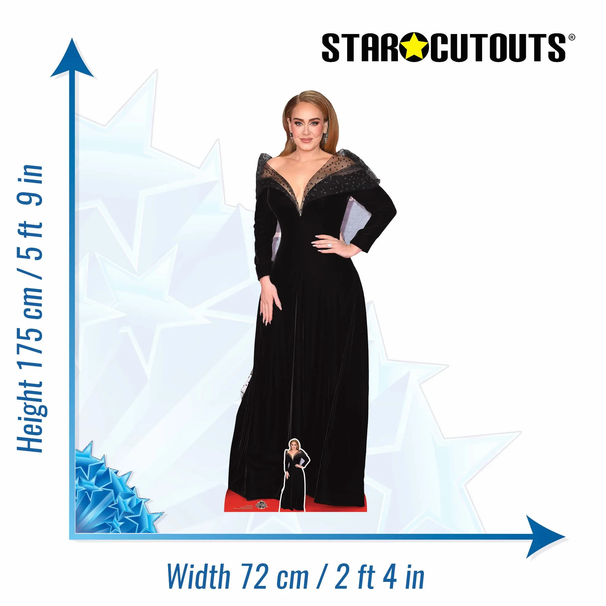CS971 Adele czarna sukienka Lifesize kartonowe wycięcie z mini