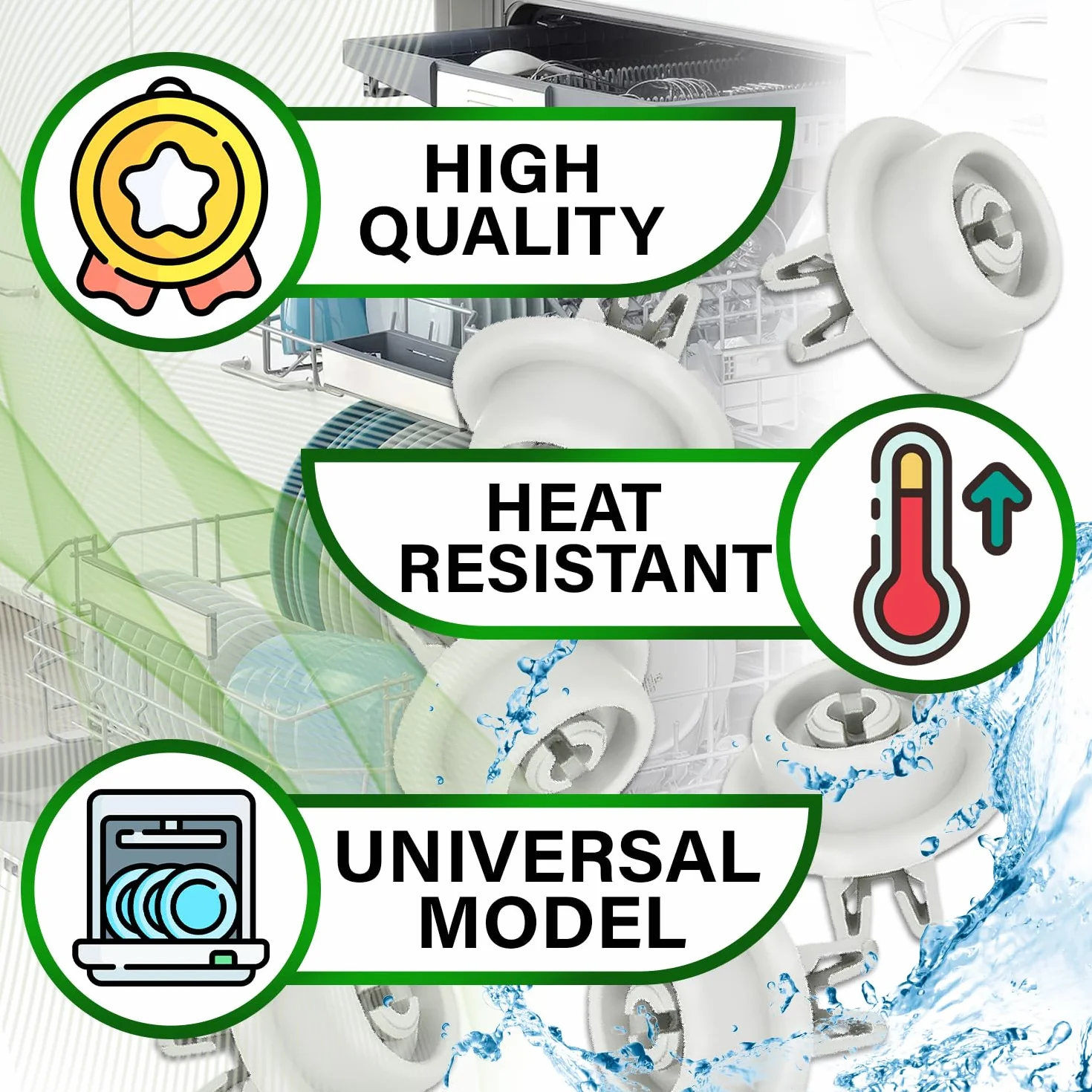8 sztuk kółek do zmywarki do dolnej średnicy kosza Ø 34 mm z oryginalnym kodem 5027905900/5 50279059005 do AEG do Electrolux dla Zanussi - 5 lat - ONIX TECH