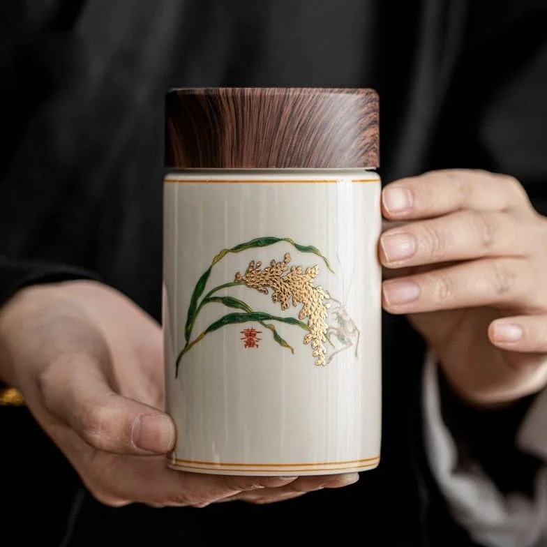 XYNSNDB Pojemnik na herbatę Ceramiczne uszczelnione puszki na herbatę Czarna herbata Puszki do przechowywania zielonej herbaty Mały zestaw do herbaty Kung Fu Akcesoria Kreatywne kanistry kuchenne