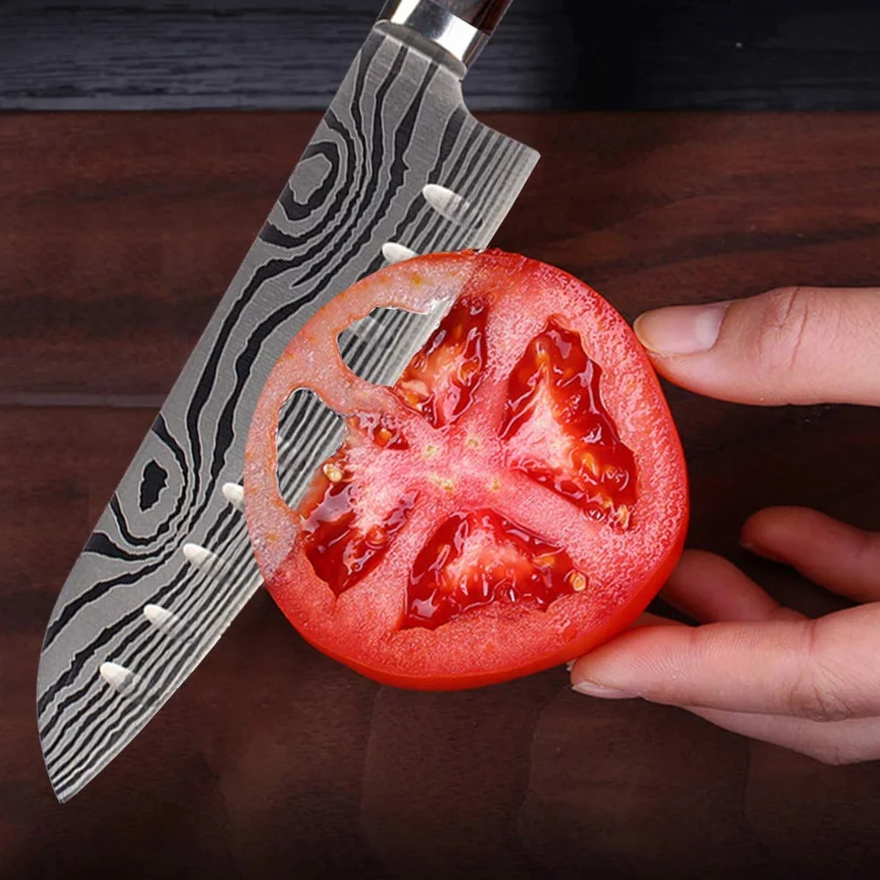 Japoński nóż Santoku, profesjonalne 7-calowe noże kuchenne, niemiecka stal nierdzewna węglowa, ostre jak brzytwa – odporne na plamy i korozję, ergonomiczny uchwyt, idealny do domowej kuchni i restauracji