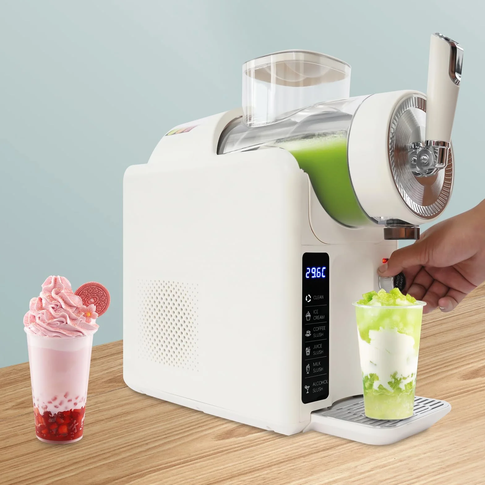 W pełni automatyczna maszyna do slushie 2 l – Slushie Maker z wieloma programami do smoothie, frappé, koktajli mlecznych i mrożonych napojów – samoczyszcząca, rozdrabniacz do lodu, do domu, kuchni