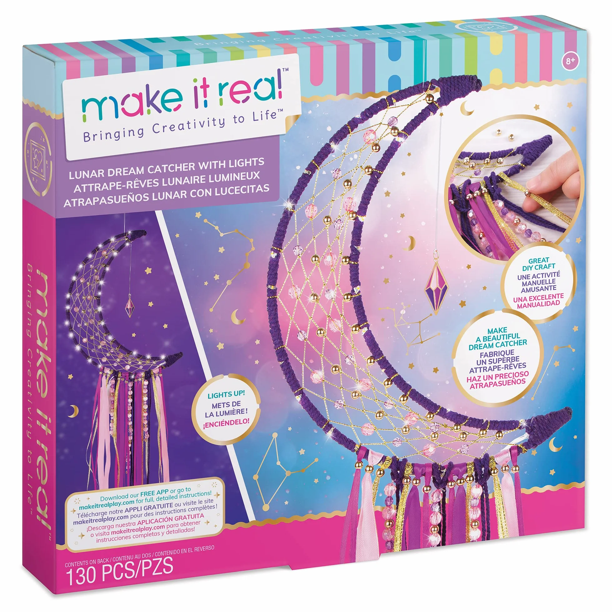 Make It Real Skylight Moon Dream Catcher with Fairy Lights
