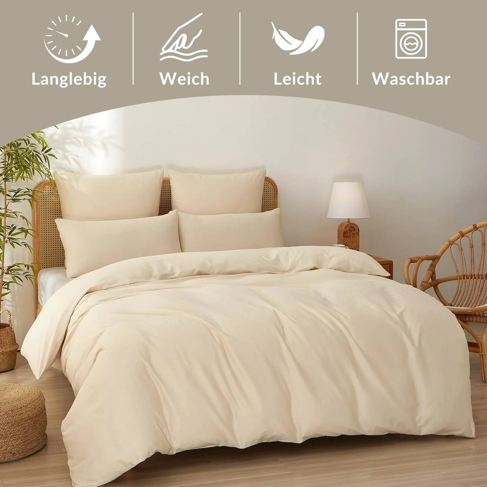 Bailix Pościel satynowa klasy premium, 135 x 200, 2-częściowa, ze 100% bawełny, Öko-Tex, luksusowa, błyszcząca satyna z zamkiem błyskawicznym, zestaw pościeli z 1 poszewką na kołdrę 135 x 200 + 1