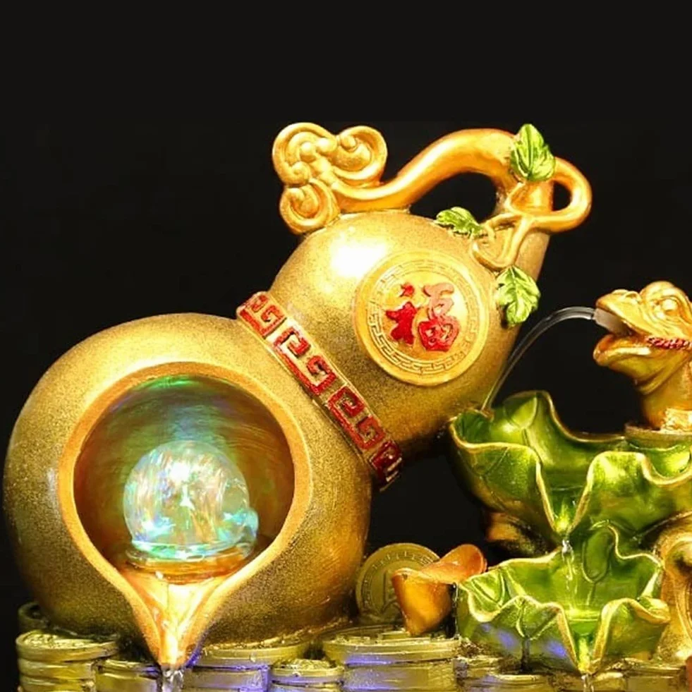Fontanna Bonsai dekoracja mieszkania, kreatywna fontanna dyniowa, do wnętrz, fontanna wodna, wodospad, złote dekoracje do salonu i biura, biura, sypialni, relaksu