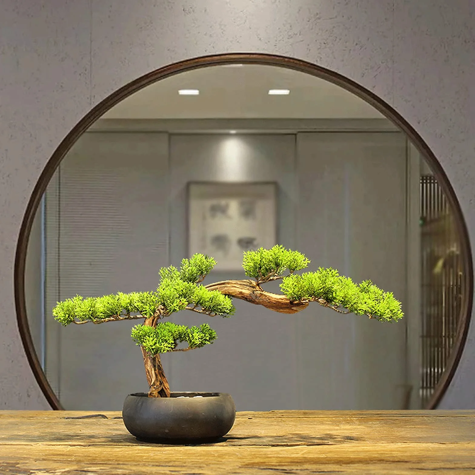 Sztuczne Bonsai 11 cali sztuczne drzewko sosnowe Bonsai, realistyczne sztuczne dekoracje roślinne, sztuczne rośliny doniczkowe, do ekspozycji na biurku, dekoracje do ogrodu Zen Sztuczne dekoracje rośl