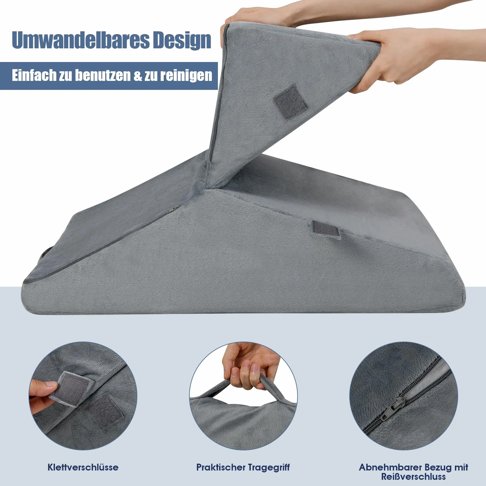 COSTWAY Poduszka klinowa z pianki memory foam, ergonomiczna do czytania i na nogi