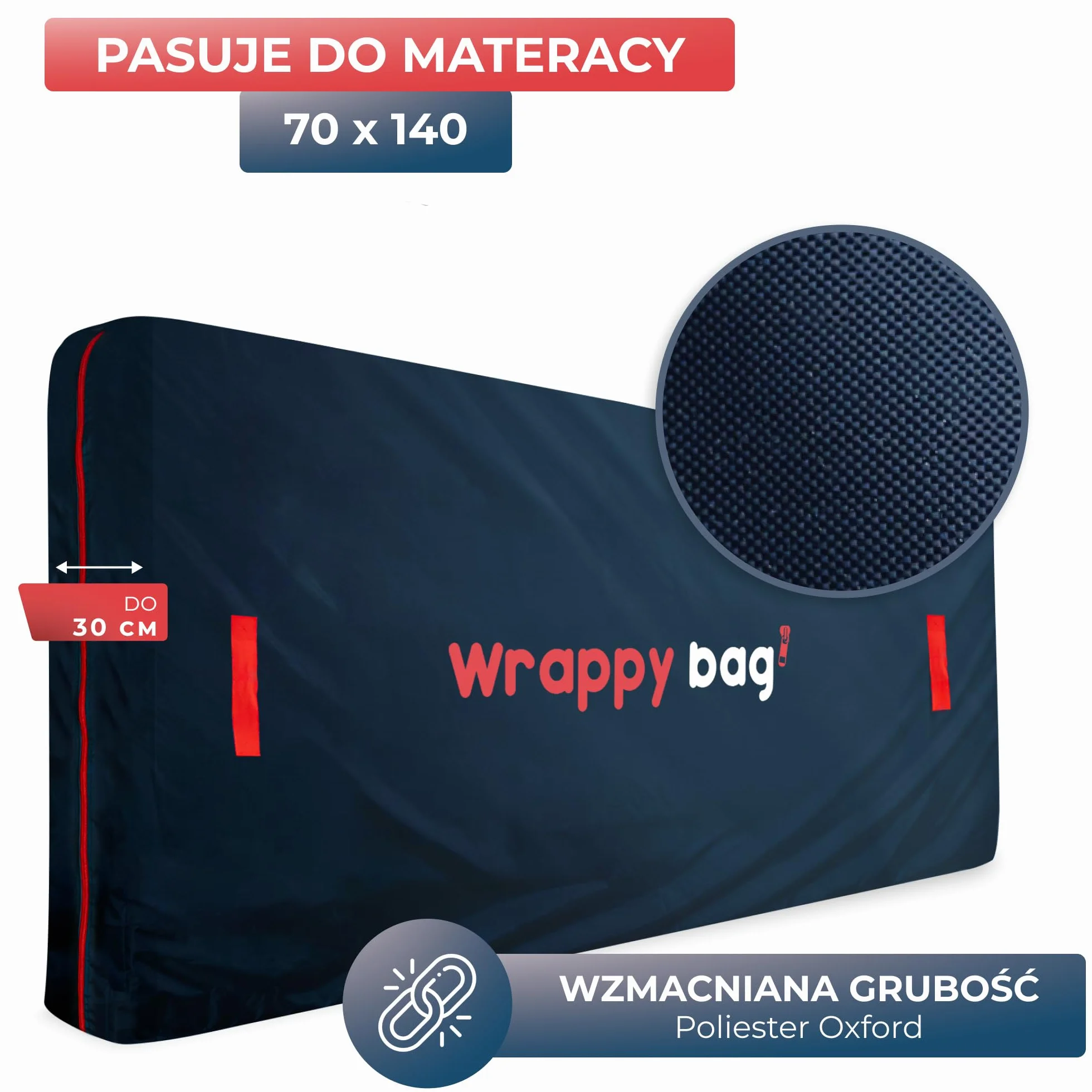 Pokrowiec Ochronny na Materac z Poliestru Oxford 70x140 cm z 4 Uchwytami Transportowymi