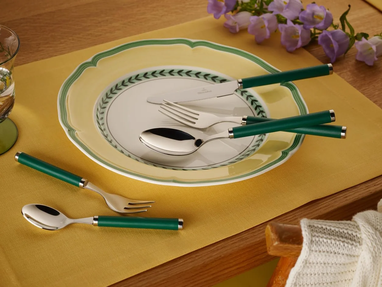 Villeroy und Boch Play Green Garden sztućce stołowe, dla maksymalnie 6 osób, 24-częściowy, stal nierdzewna, uchwyt z zielonego tworzywa sztucznego
