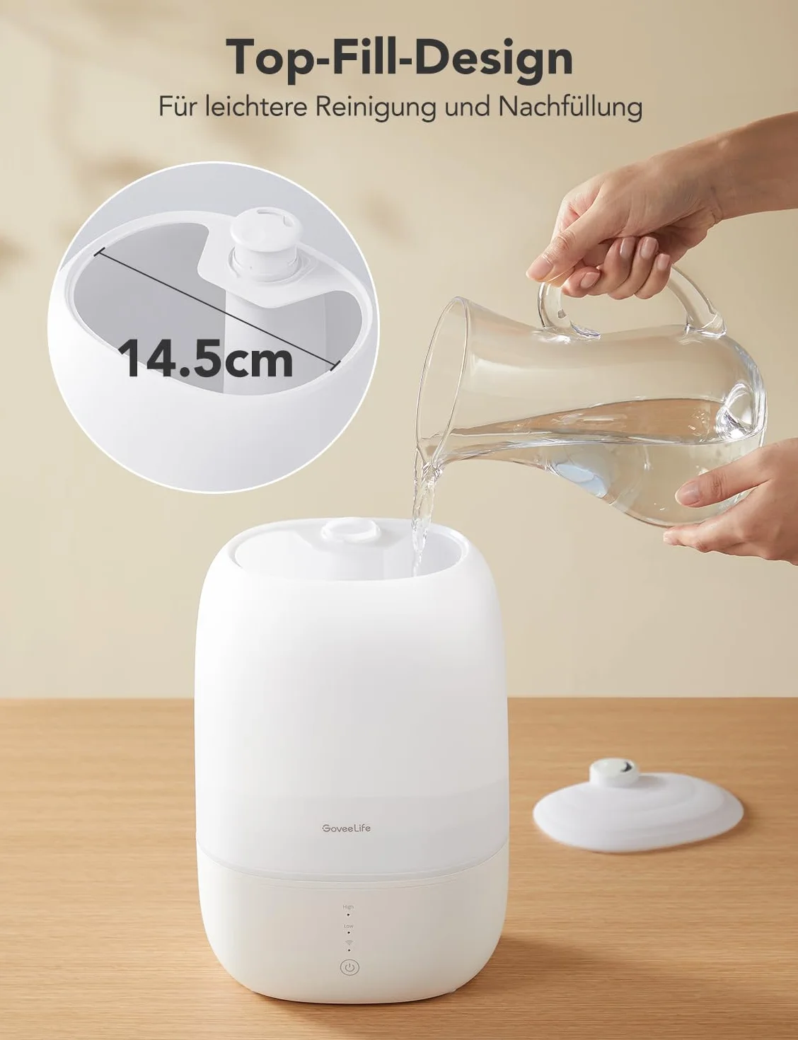 GoveeLife Top-Fill Air Smartnawilżacz do sypialni, 3 l, ultradźwiękowy dyfuzor powietrza z zapachem i światłem nocnym do 25 h, 24 dB, cichy