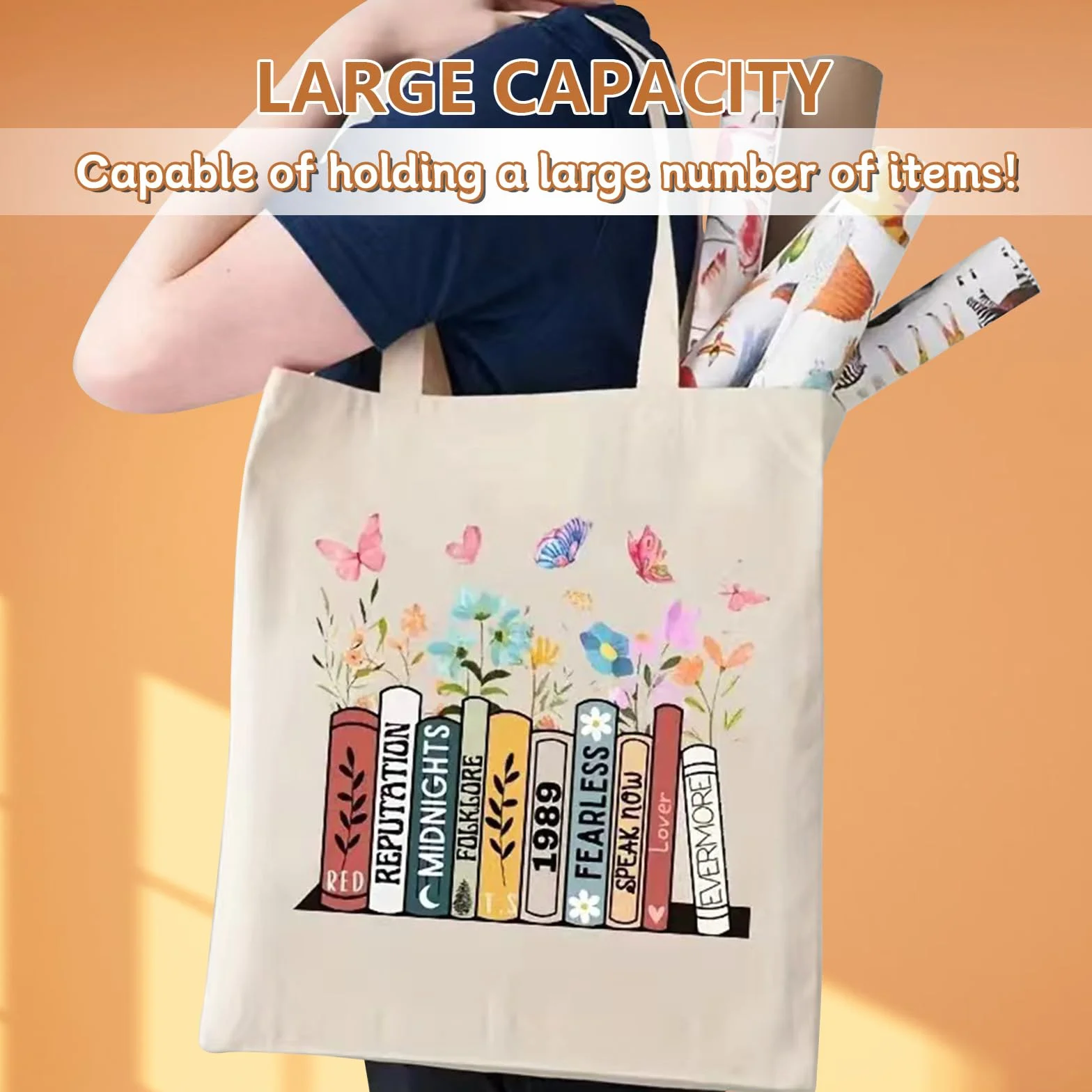 2 sztuki The Tote Bag, torba jutowa z nadrukiem, torba na zakupy w 2 rozmiarach, nadrukowany worek materiałowy w 2 rodzajach, składana torba na zakupy dla kobiet, torba bawełniana, torba