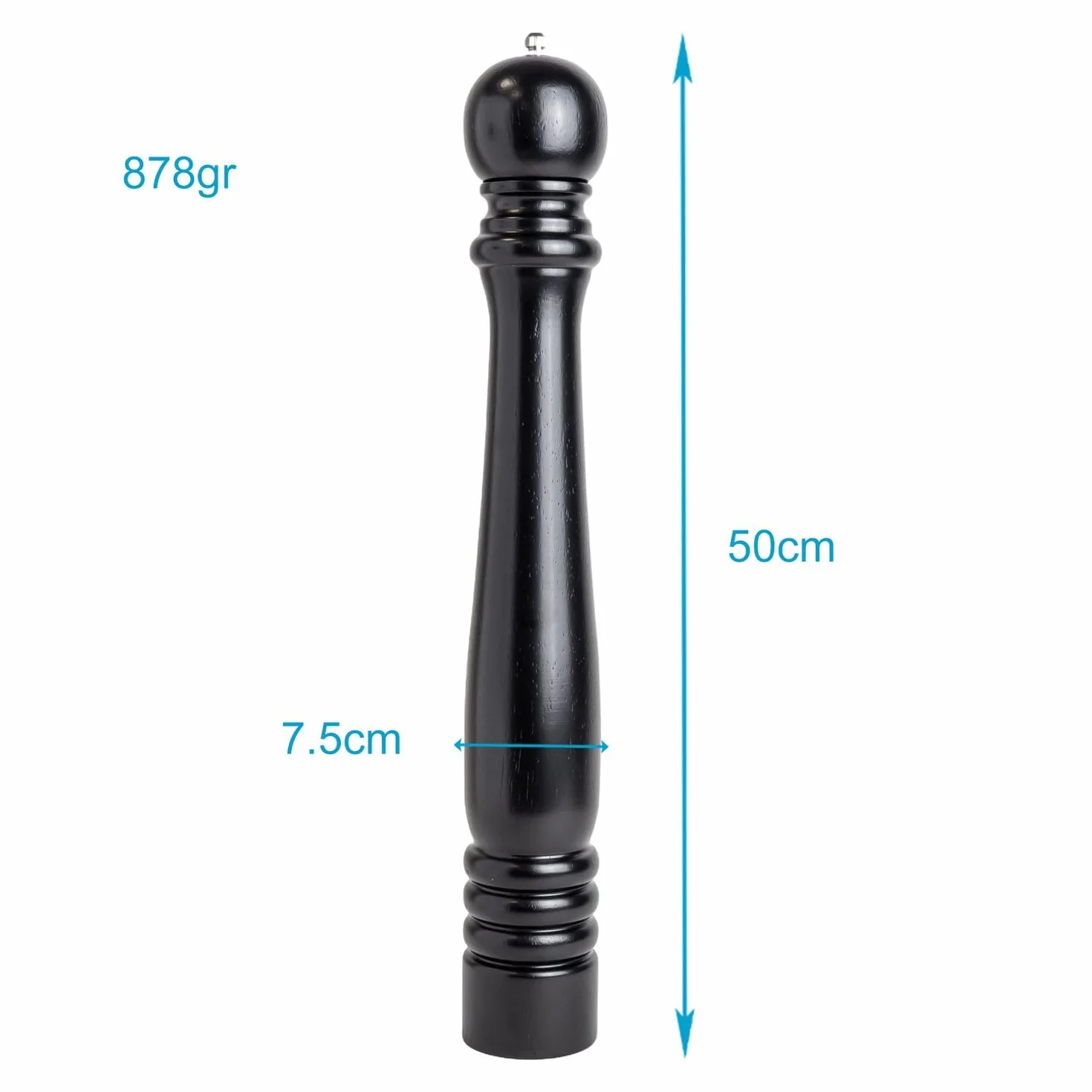 Młynek do pieprzu Intirilife z ceramicznym młynkiem z czarnego drewna - wysokość 50 cm - Klasyczny młynek do przypraw - ręczny młynek do pieprzu i soli gruboziarnistej