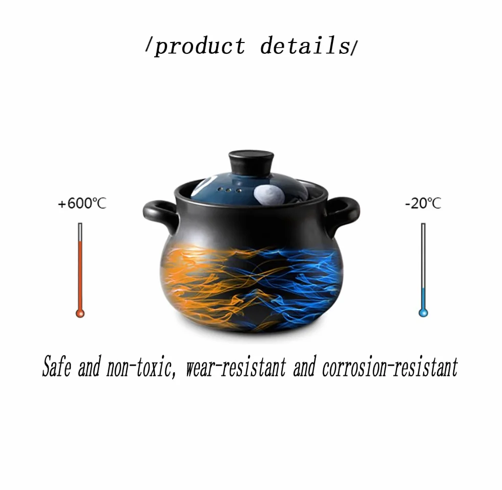 Ceramiczny czarny garnek gliniany do zapiekania z pokrywką(3.5l)