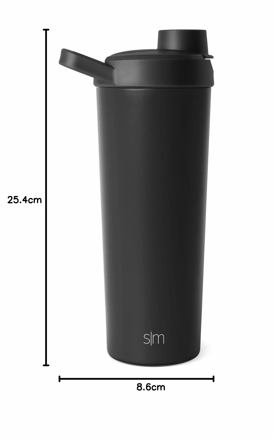 Simple Modern Shaker ze stali nierdzewnej butelka z kulką, 680 ml, metalowy kubek izolowany do mieszanek białkowych, koktajli i przed treningiem, kolekcja rajdowa, czarna Midnight Black