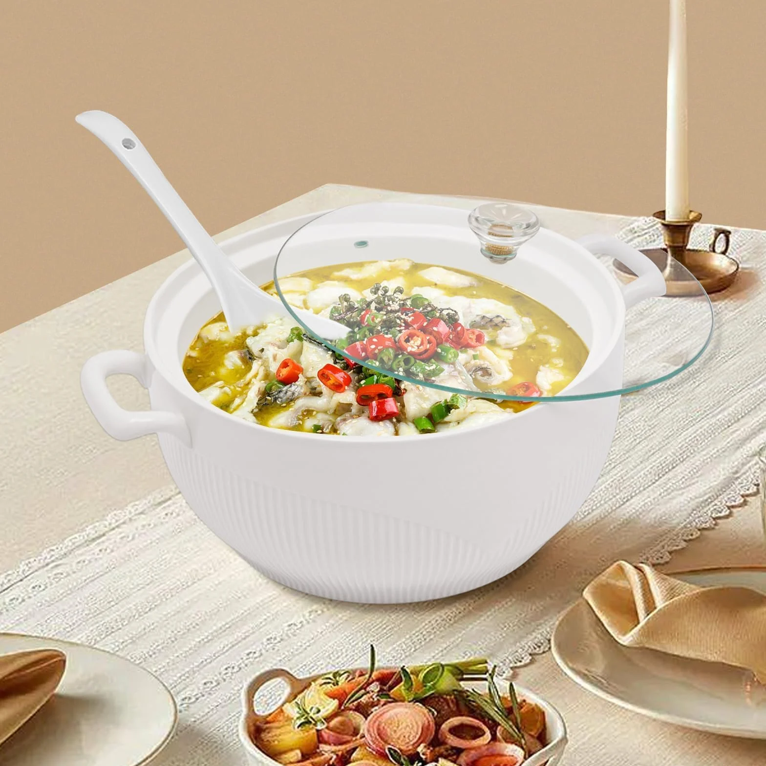 Ceramiczna zupa Tureen – miska do serwowania zupy, płatków śniadaniowych, gulaszu i zupy miso – kreatywna dekoracyjna zastawa stołowa
