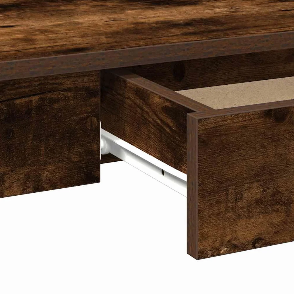 Biurko, dąb wędzony, 100 x 45 x 75 cm, materiał drewnopochodny, stół roboczy z dużym blatem do komputera i przyborów do pisania, stół biurowy z dużą ilością miejsca do przechowywania