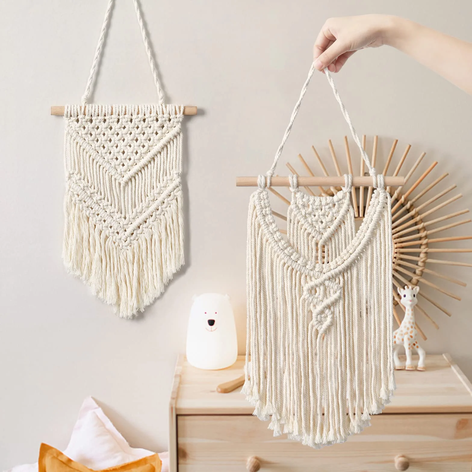 LOMOHOO 2 sztuki makramy dekoracja ścienna boho do domu