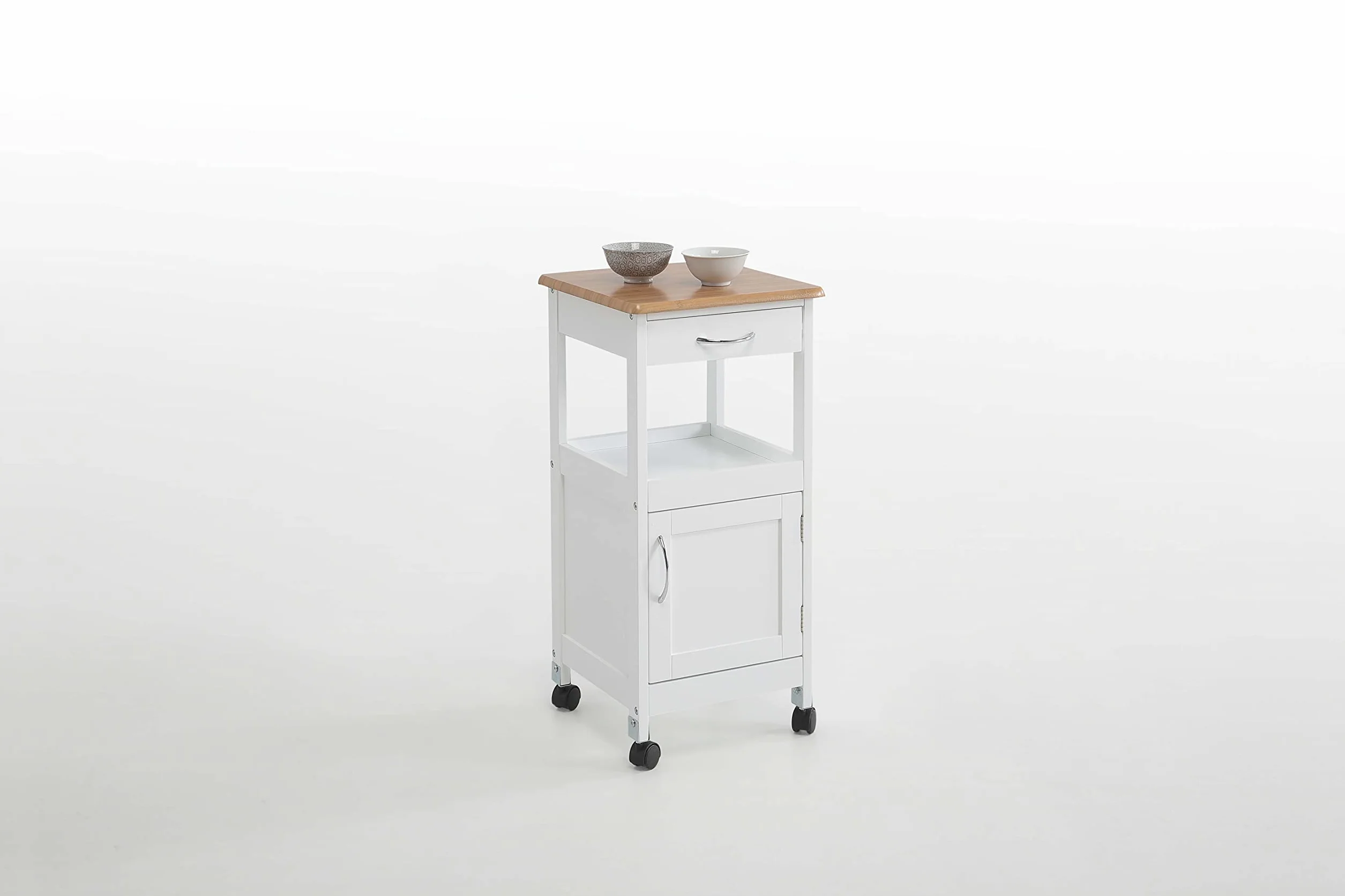 Kit Closet Wózek kuchenny z 1 drzwiami i 1 szufladą, drewno/biały, 37 x 37 x 76