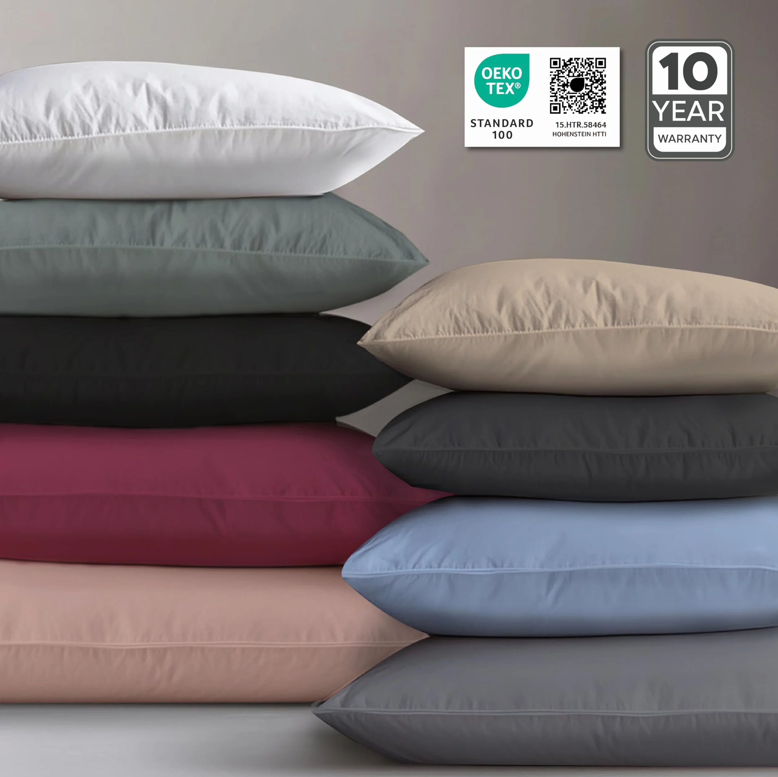 Poszewka na poduszkę 40x60 cm 100% bawełna Jersey 150 GSM antracytowa zamek błyskawiczny Oeko-Tex zestaw 2 sztuk
