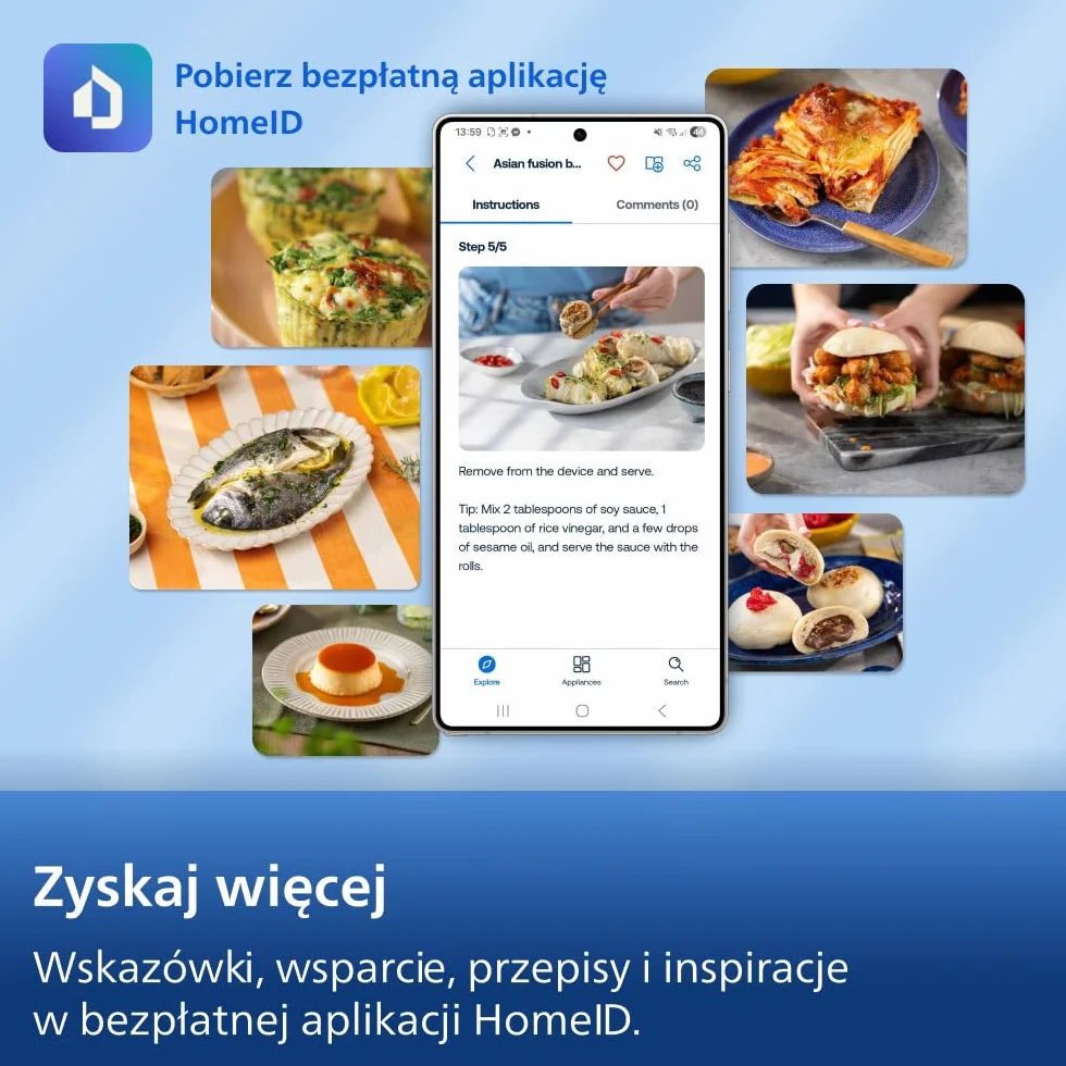 Philips Ovi Seria 3000 – Premium Airfryer, 6,2 l z okienkiem, technologia RapidAir Plus, 16 sposobów gotowania, o 90% mniej tłuszczu, łatwe czyszczenie, ekran dotykowy, oszczędność energii (NA330/00)