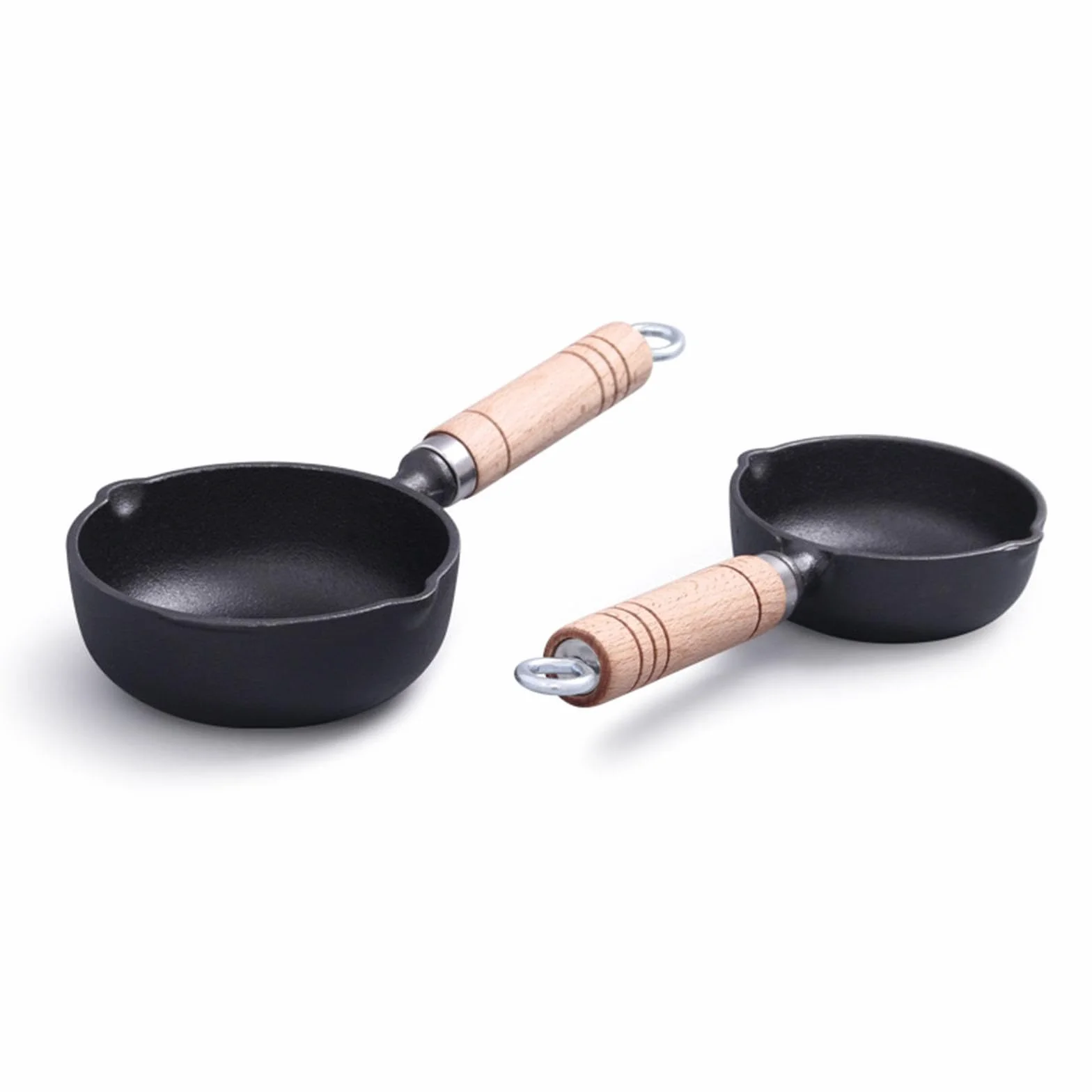 Żeliwna patelnia do omletów - mała patelnia do gotowania z drewnianym uchwytem, idealna do kuchni wewnętrznej, 13 x 5 cm - niezbędne naczynia kuchenne do idealnych omletów