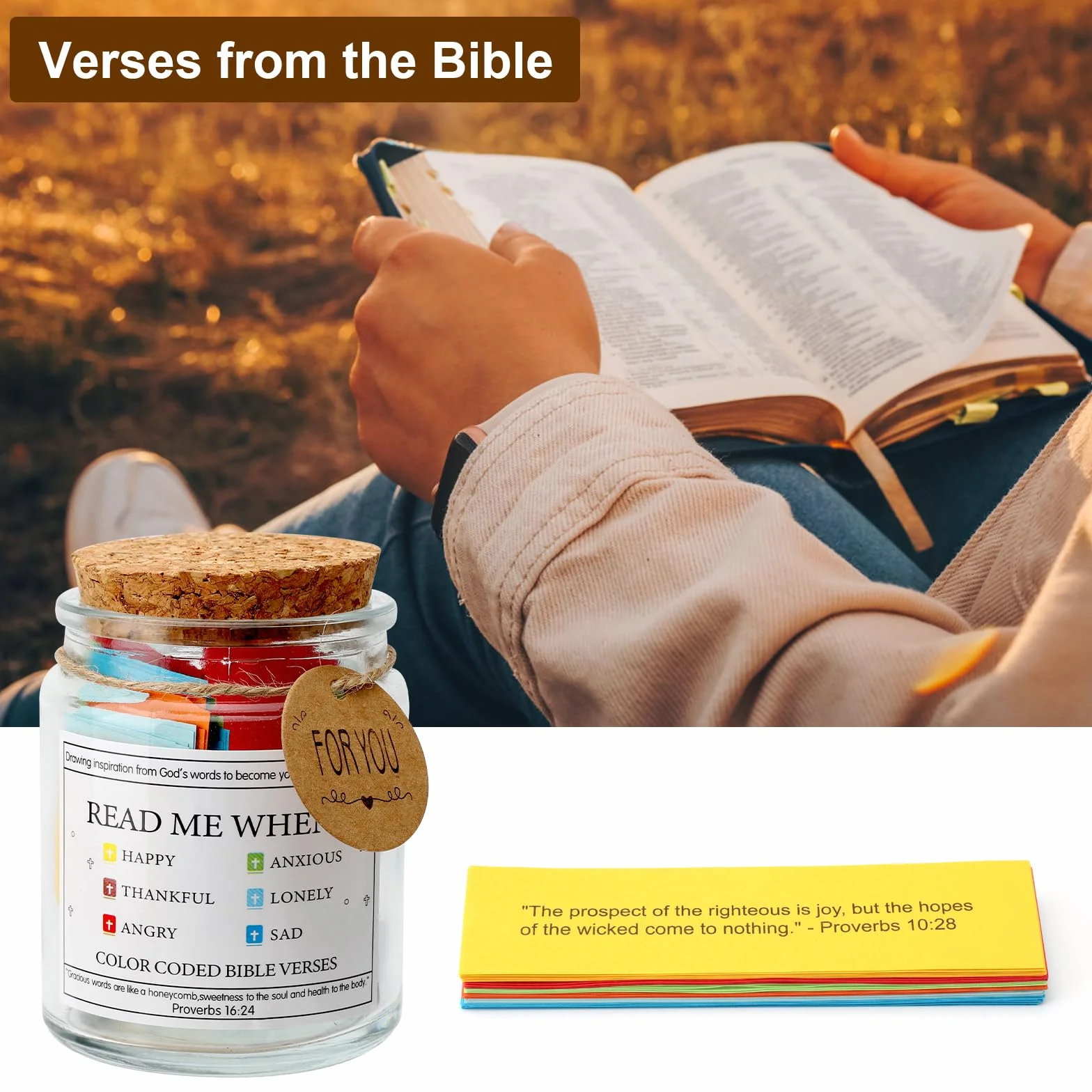Biblijne wersety w słoiku, szklany słoik z modlitwą, Christian Faith Based Valentines Gift with Coloring Bible Verse Read Me When