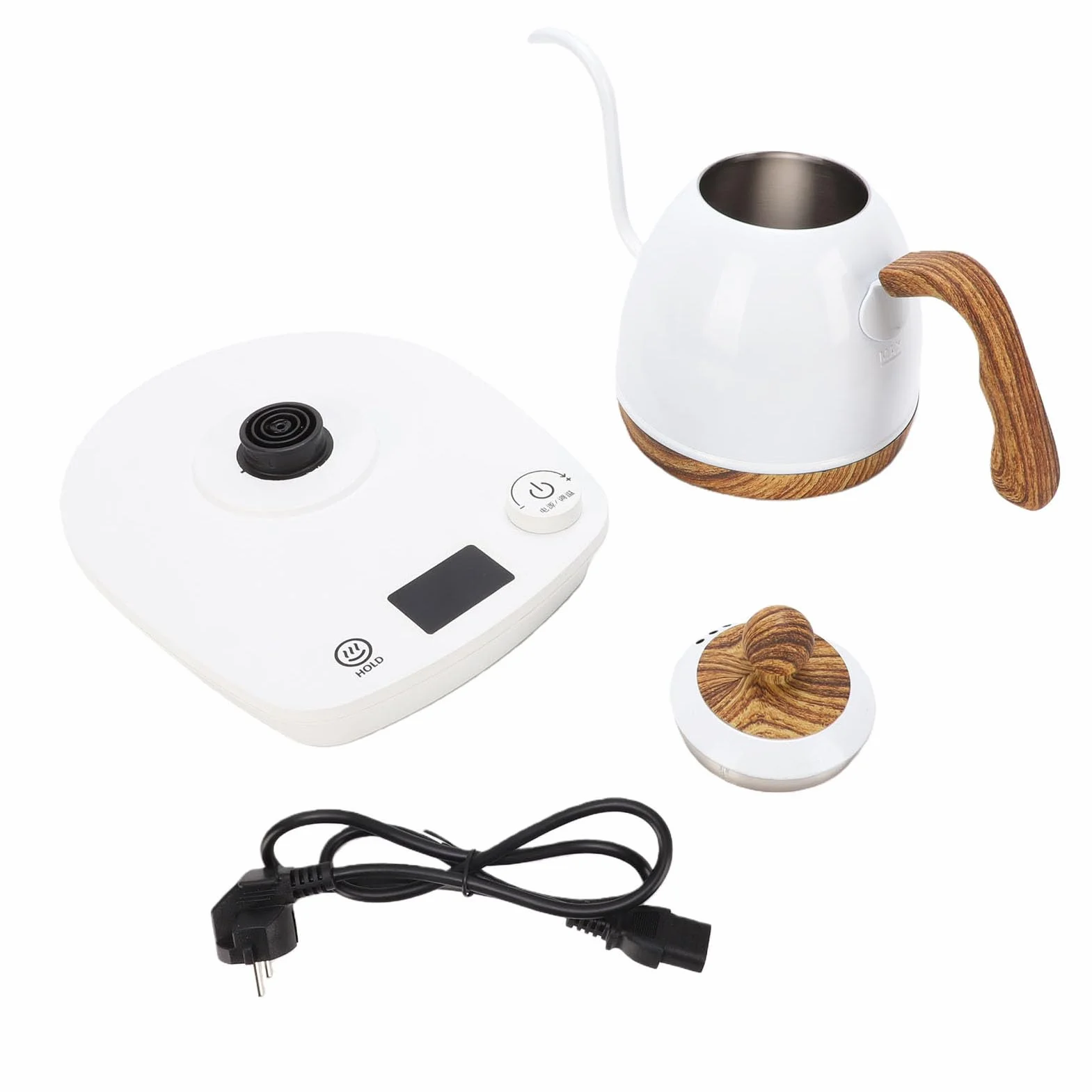 Fdit Czajnik do Kawy Typu Pour Over Precyzyjne Nalewanie dla Dokładnego Parzenia Czajnik Elektryczny o Pojemności 600 Ml z gęsią szyją (wtyczka UE 220V)