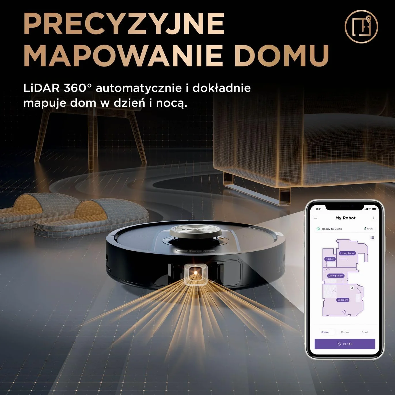 Shark PowerDetect Robot odkurzająco-mopujący 2 w 1 NeverTouch Pro RV2800ZEEU czarny