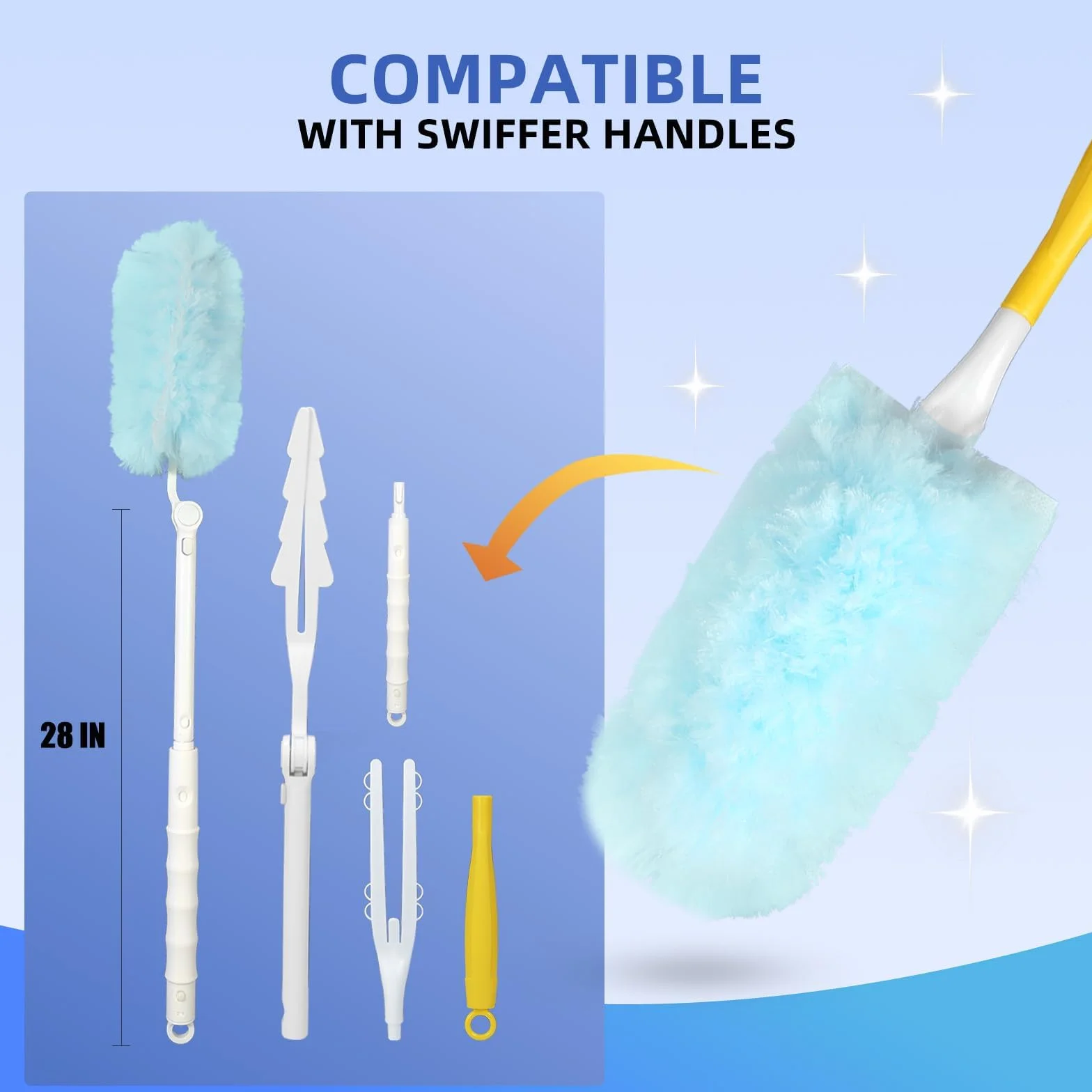 Swiffer Duster kompatybilne wkłady kurtki puchowej 32 sztuki z uchwytem i drążkiem teleskopowym