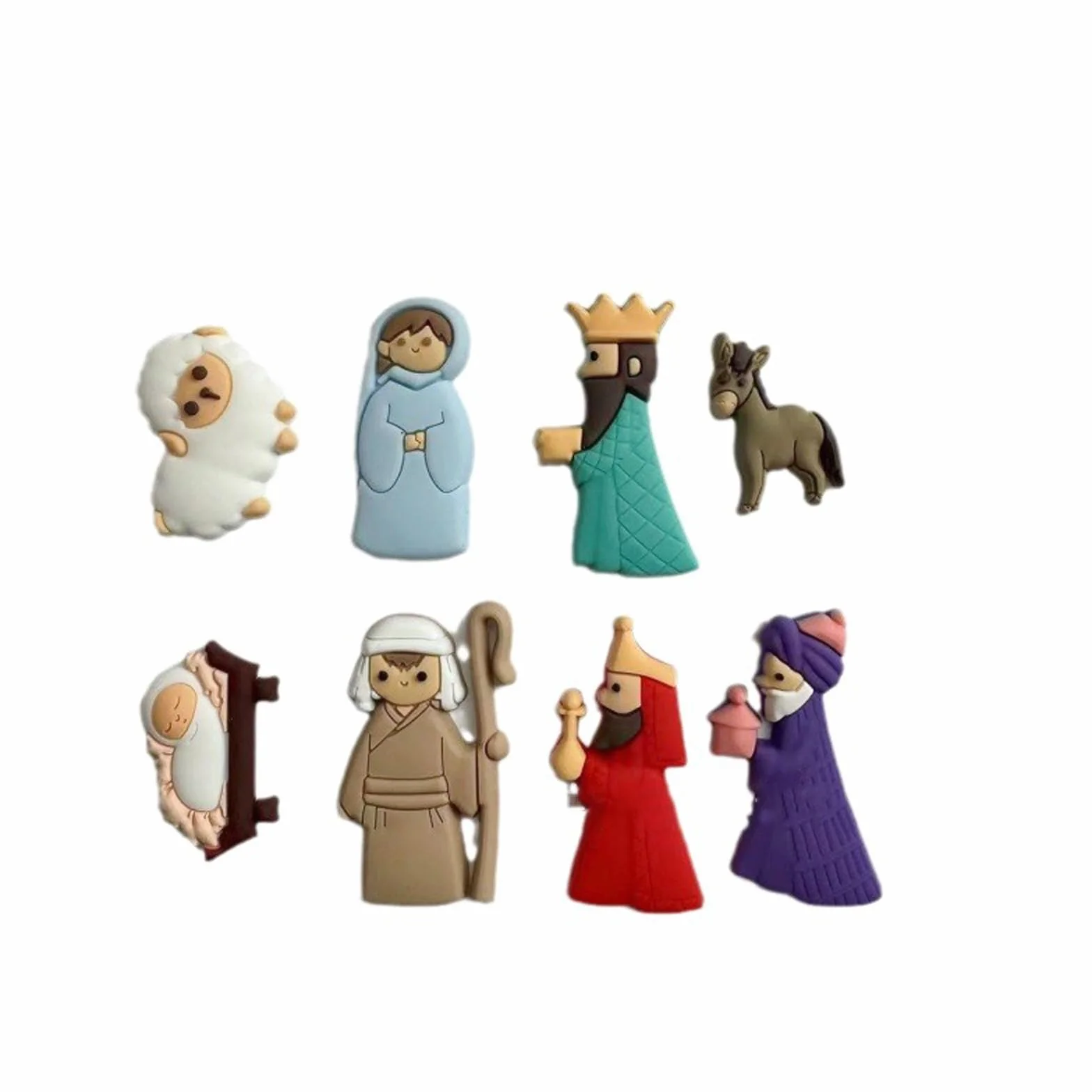 Łatki do szopki bożonarodzeniowej z PVC, miniaturowe figurki, ozdoby świąteczne, zawieszki, zestaw 9 sztuk