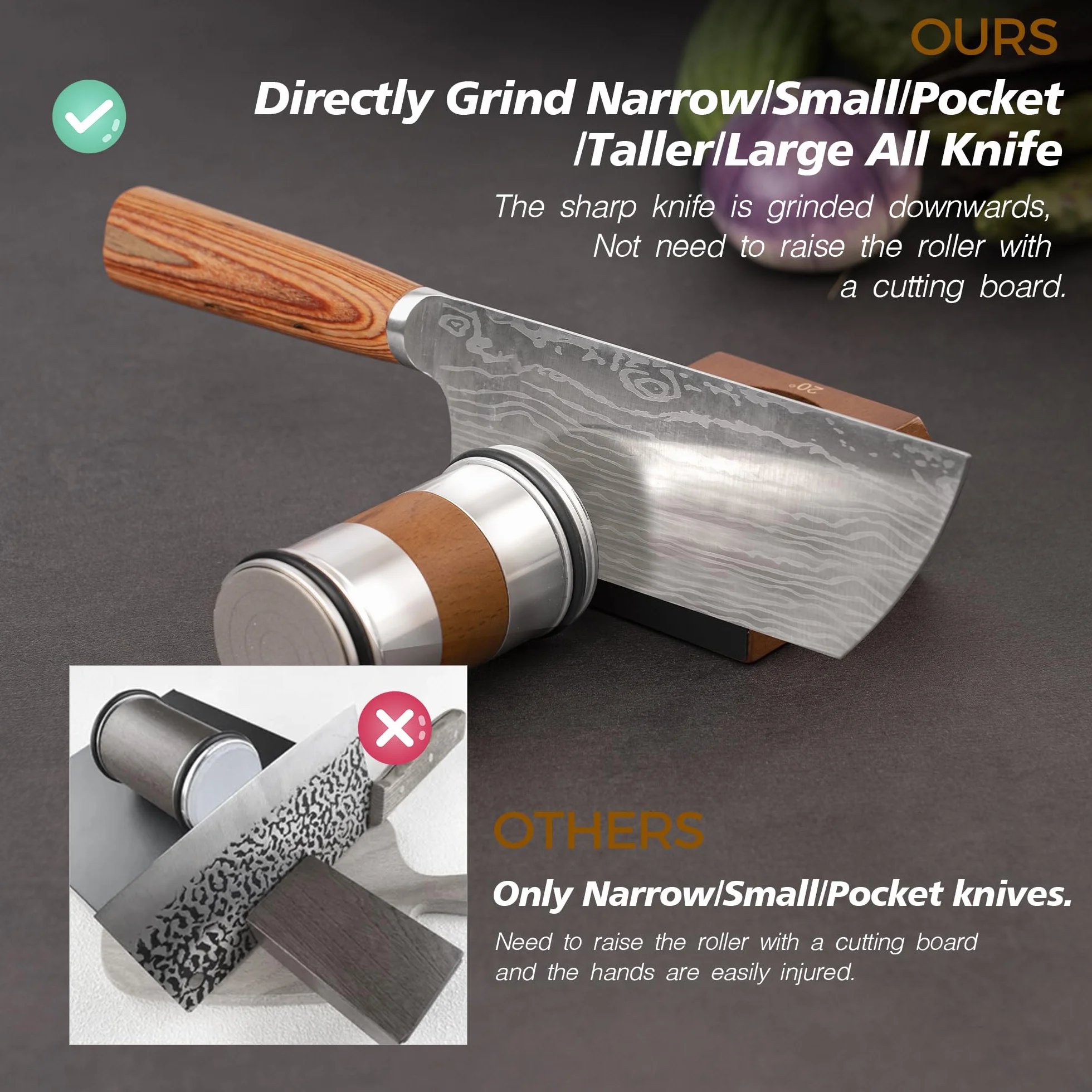 Pietuley Uaktualniono Ostrzałka do Noży, Ręczne Narzędzie do Ostrzenia Noży, Ręczna Ostrzałka do Noży,Rolling Knife Sharpener, Profesjonalna Ostrzałka do Noży,Zestaw Ostrzałek do Noży o 15 i 20 Stopni