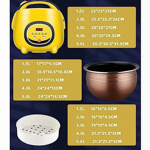 Mini urządzenie do gotowania ryżu, pojemność 1,8 l, nieprzywierający garnek wewnętrzny, rezerwacja 24h, idealny do gotowania ryżu i warzyw na parze dla 1-8 osób