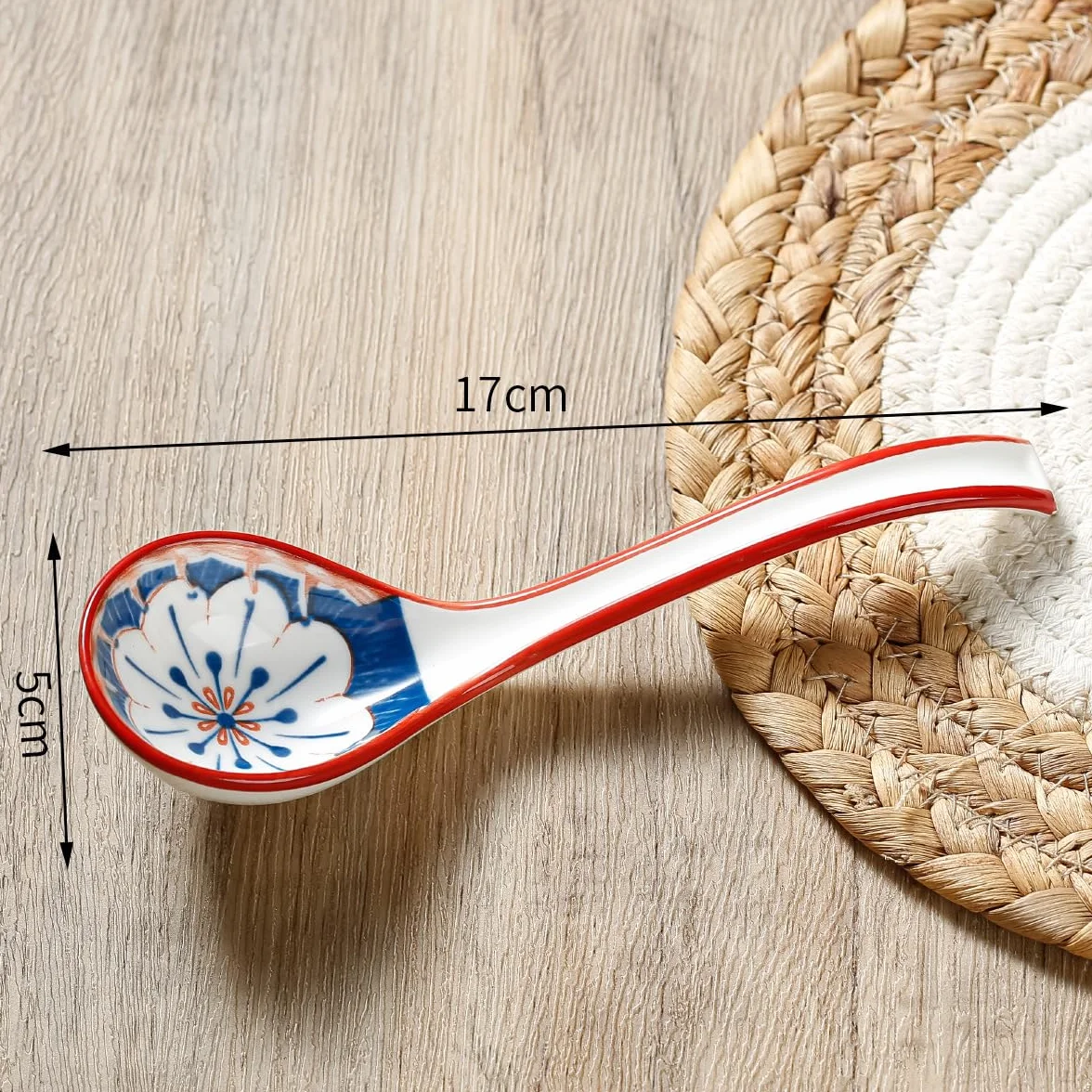 Łyżki do zup azjatyckich zestaw 4 szt., łyżki do zupy, łyżki do ramen, łyżki ceramiczne do zupy, łyżki do zupy chińskiej, łyżki do zupy z długim uchwytem do makaronu ramen pierogi wonton