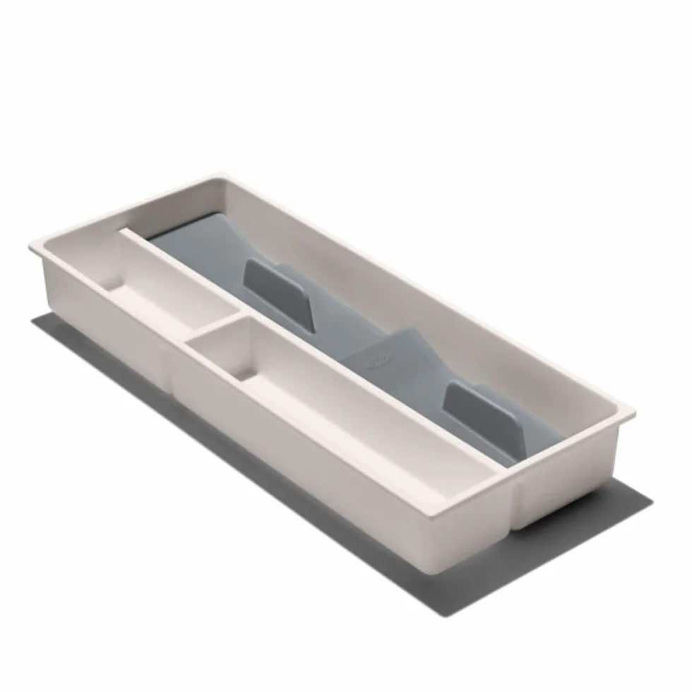 OXO Good Grips Szuflada kuchenna, kompaktowy organizer na przybory, 17 cm gł. x 41,5 cm szer. x 6 cm wys., biały