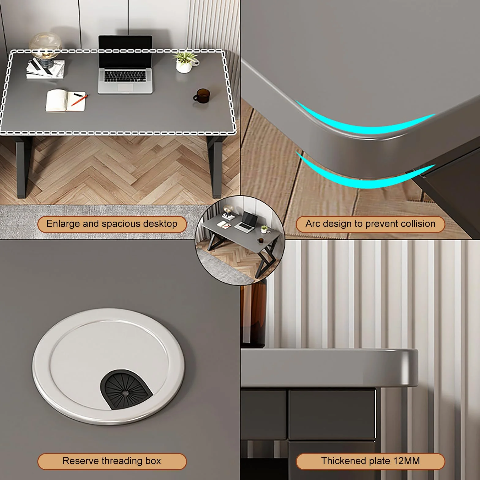 Duże nowoczesne przemysłowe biurko komputerowe – ergonomiczna drewniana stacja robocza do gier do domowego biura, gabinetu kierowniczego i konferencji, stylowy design dla zwiększonej produktywności