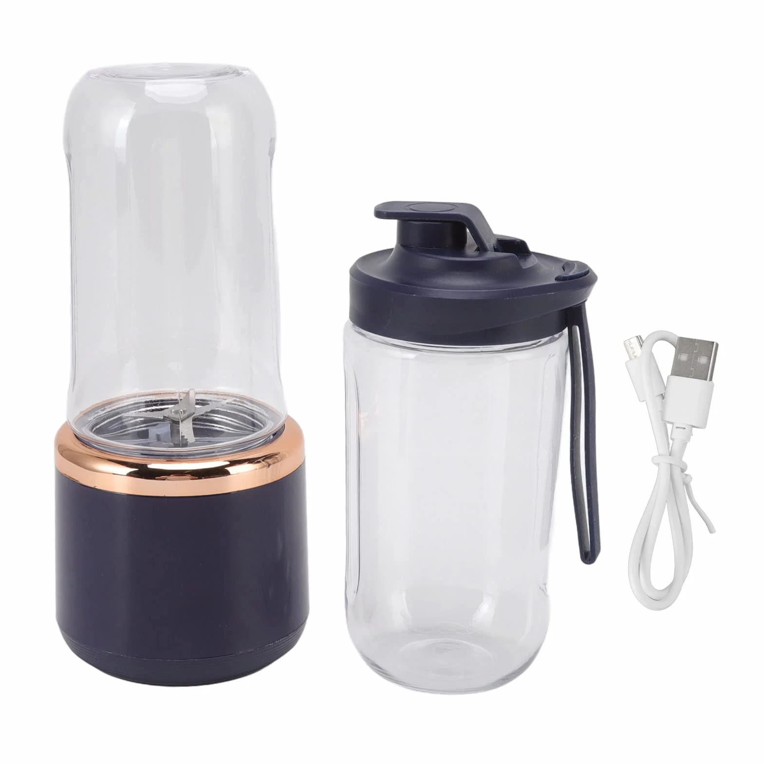 Przenośny Blender 300 Ml z butelką, ładowany Przez USB Pojemnik na sokowirówkę Mini Blender Mikser do Koktajli Owocowych i Koktajli, Osobisty Blender Ręczny Blender Przenośny Sokow