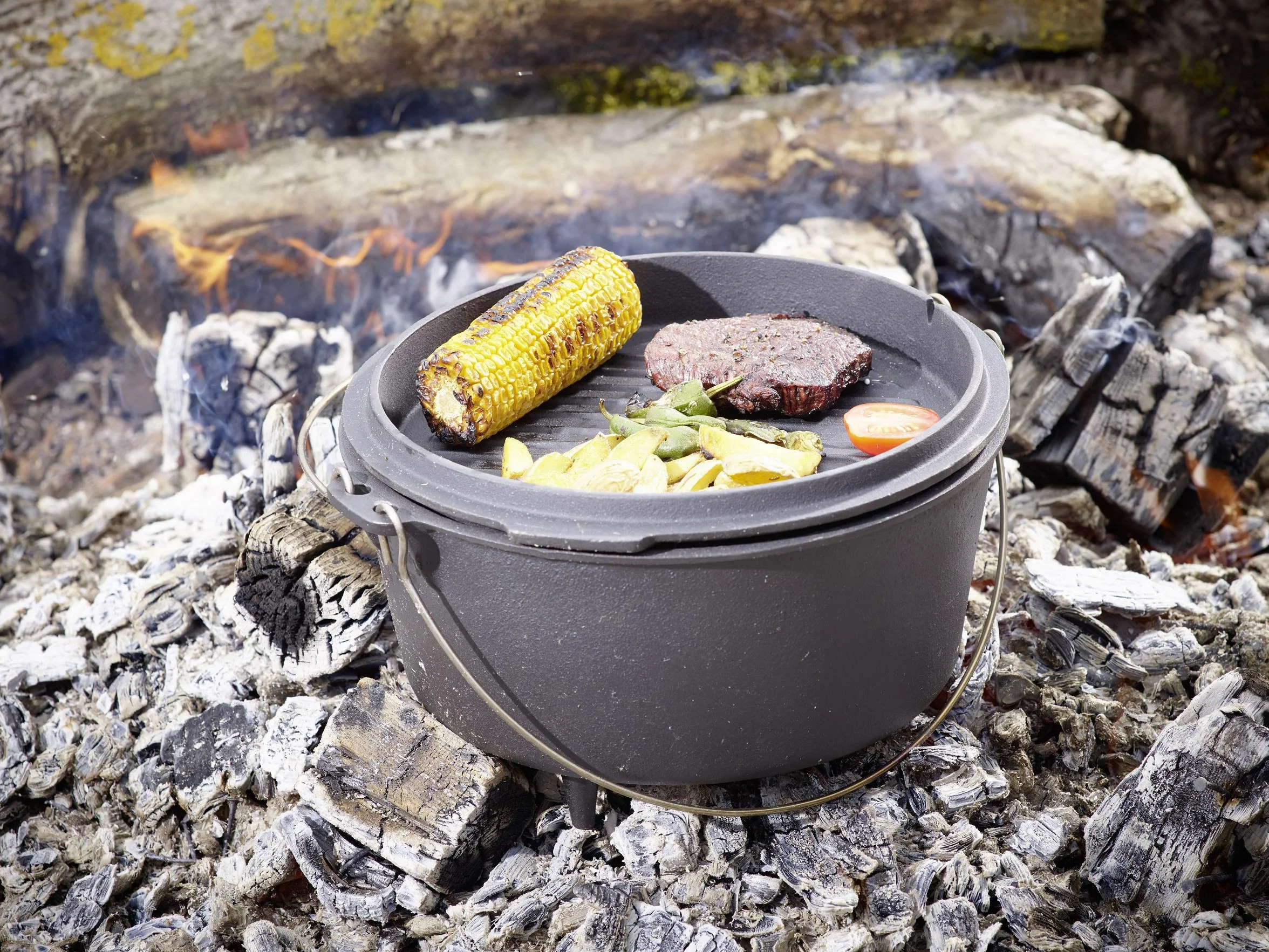 ECHTWERK Dutch Oven, garnek do duszenia, duży 31,5 x 21 cm, z żeliwa i emaliowaną powłoką, z pasującą pokrywą i uchwytem ze stali nierdzewnej, 8 litrów