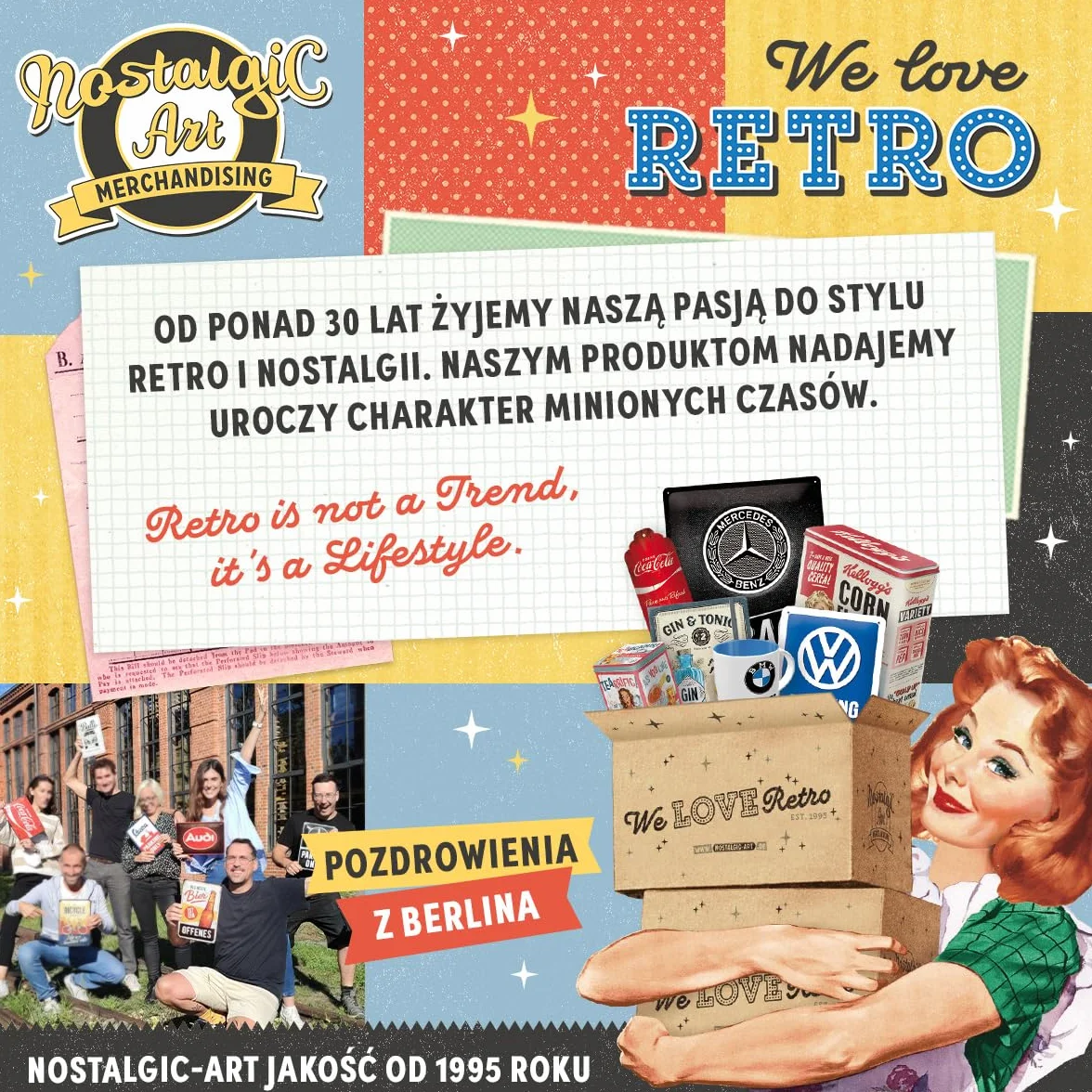 Nostalgic-Art Retro kubek emaliowany, 360 ml, VW Bulli – Let's Get Lost – Pomysł na prezent dla miłośnika Volkswagena Busa, Official License Product (OLP), kubek kempingowy na kawę, Styl vintage