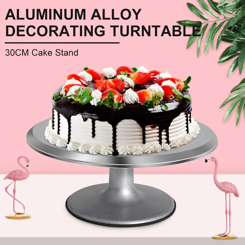 Uten Stojaki na ciasto, gramofon do ciasta, 30 cm aluminiowy stojak do dekorowania ciast, obrotowy stojak na ciasto z antypoślizgowym gumowym spodem, ładne narzędzia do pieczenia
