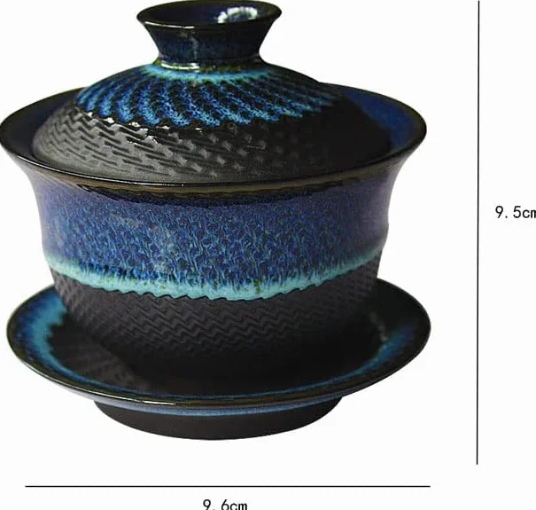 Gaiwan ceramiczny glazurowany w piecu, filiżanka porcelanowa kungfu, chińska filiżanka retro, Sancai Gaiwan ze spodkiem z pokrywką