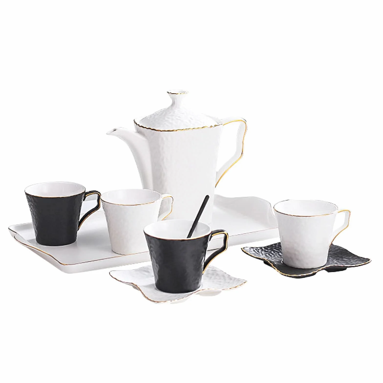 zestaw do herbaty, Porcelanowe ceramiczne zestawy upominkowe do kawy i herbaty, filiżanki dla 4 osób, z czajnikiem
