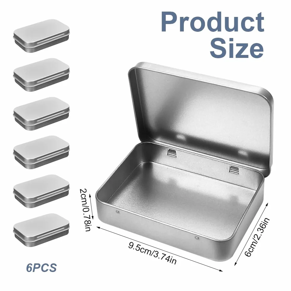 Metalowe pojemniki na żywność z zawiesami 6 sztuk 9,5 x 6 x 2 cm prostokątne