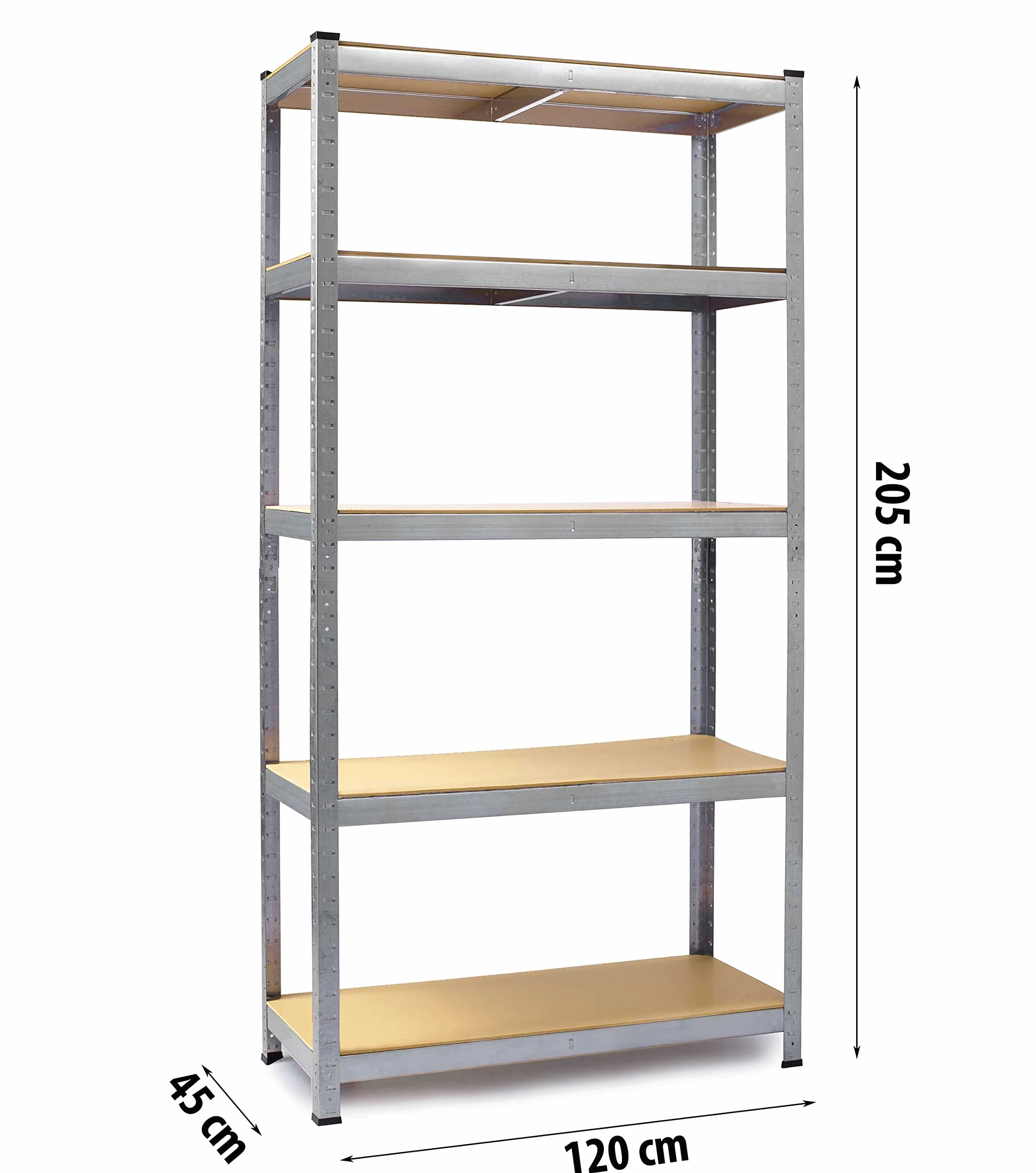 Humberg Półka garażowa metalowa Obciążenie do 1000 kg 5 półek 45 x 120 x 205 cm Srebrny
