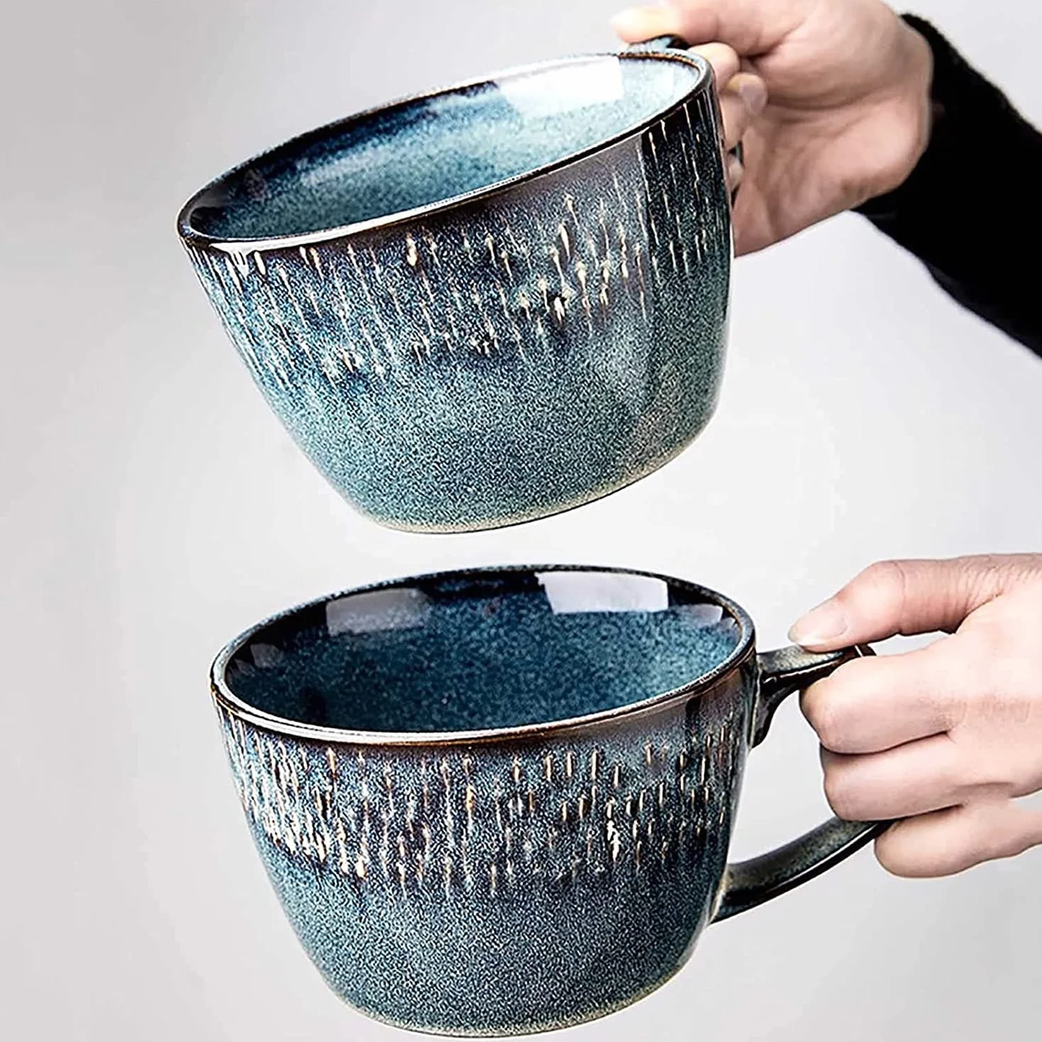 Ceramiczny kubek na zupę, Ceramiczna miska na płatki owsiane, 23 uncje, z uchwytem, ​​do zupy, kawy, mleka, herbaty, owoców, śniadania(Mug)